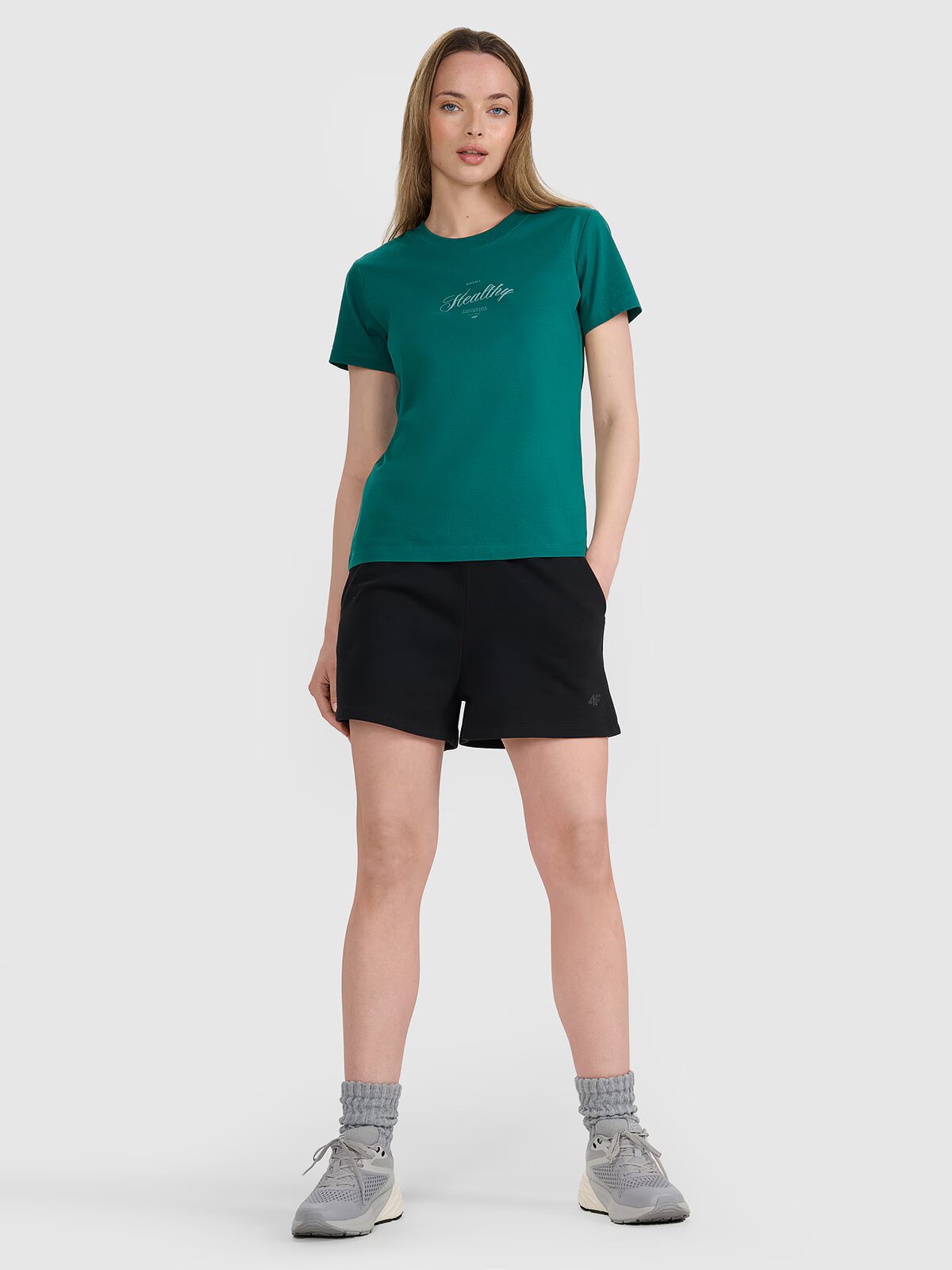 4F Tricou regular cu imprimeu pentru femei - XS