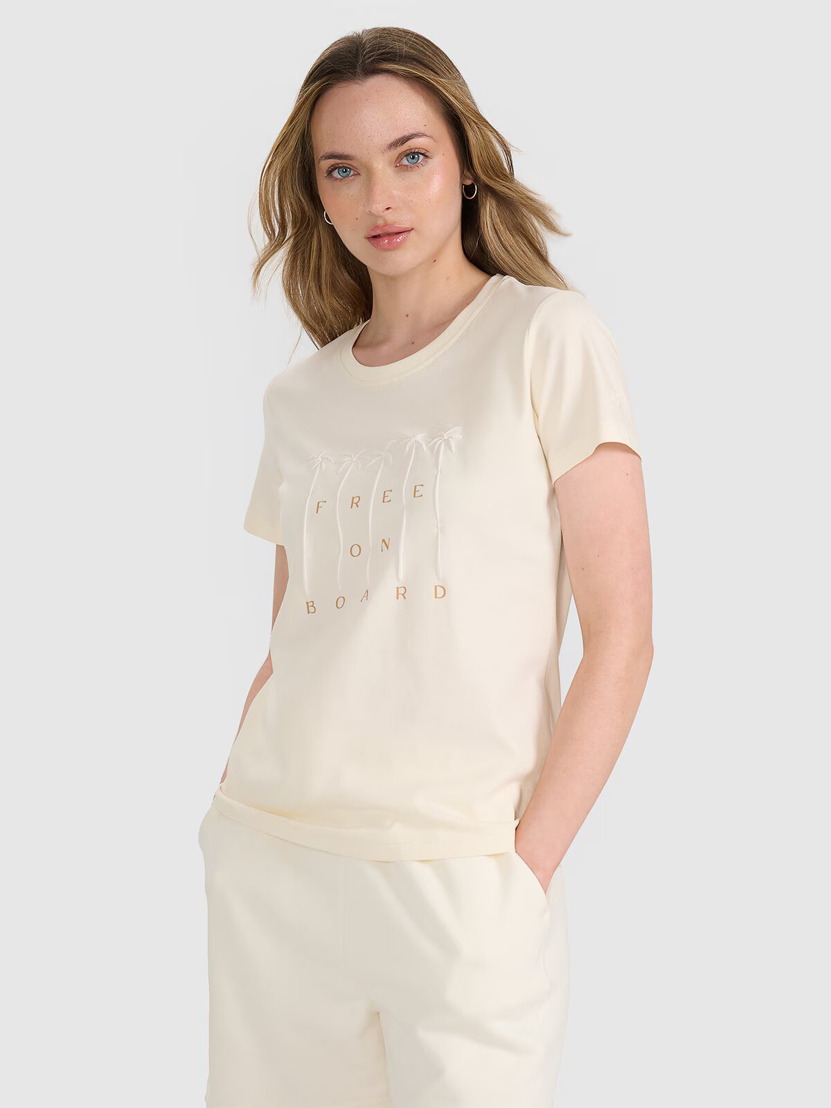 4F Tricou regular cu imprimeu pentru femei - XS