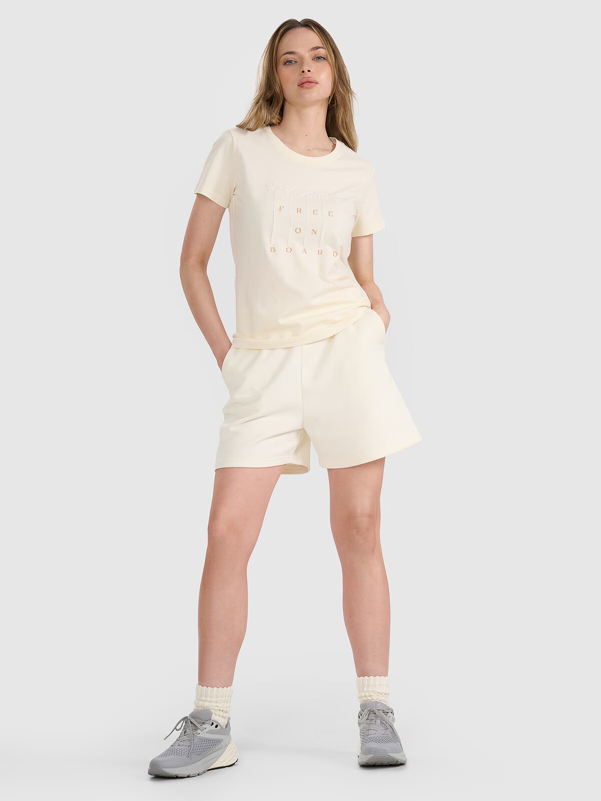 4F Tricou regular cu imprimeu pentru femei - XS
