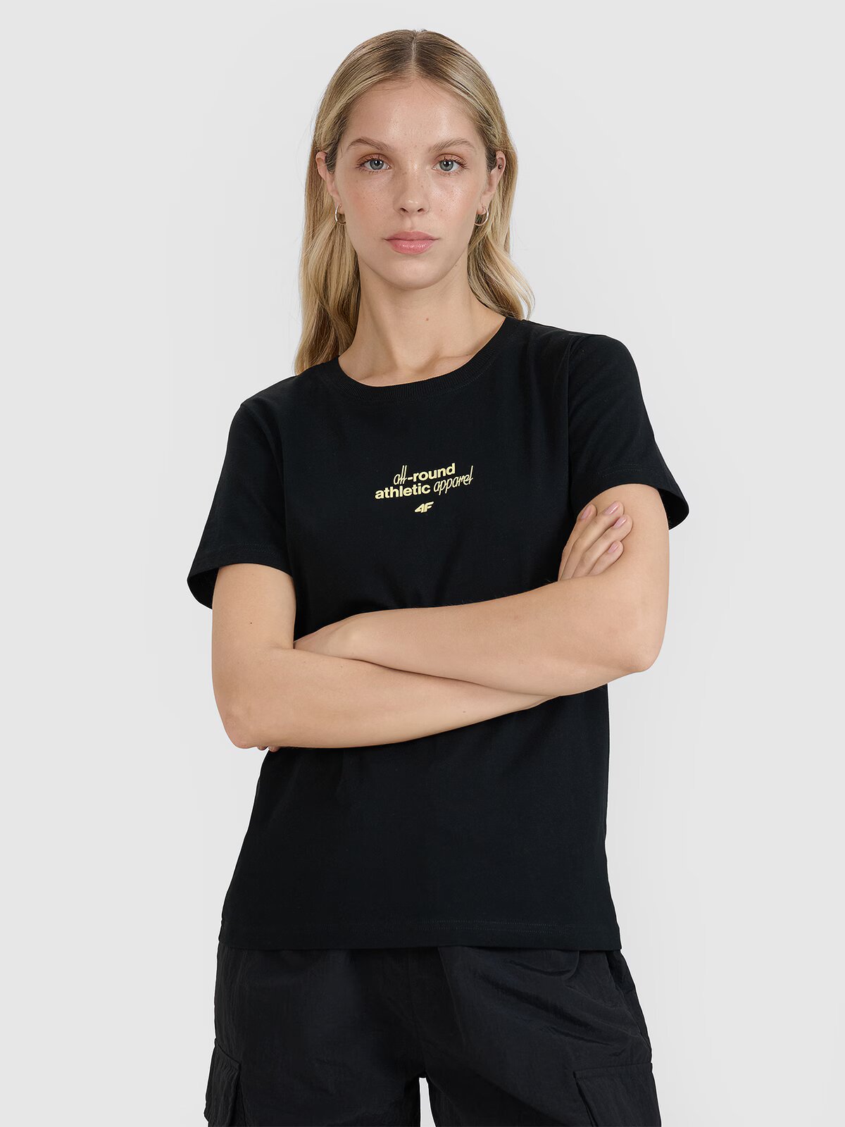 4F Tricou regular cu imprimeu pentru femei - XS