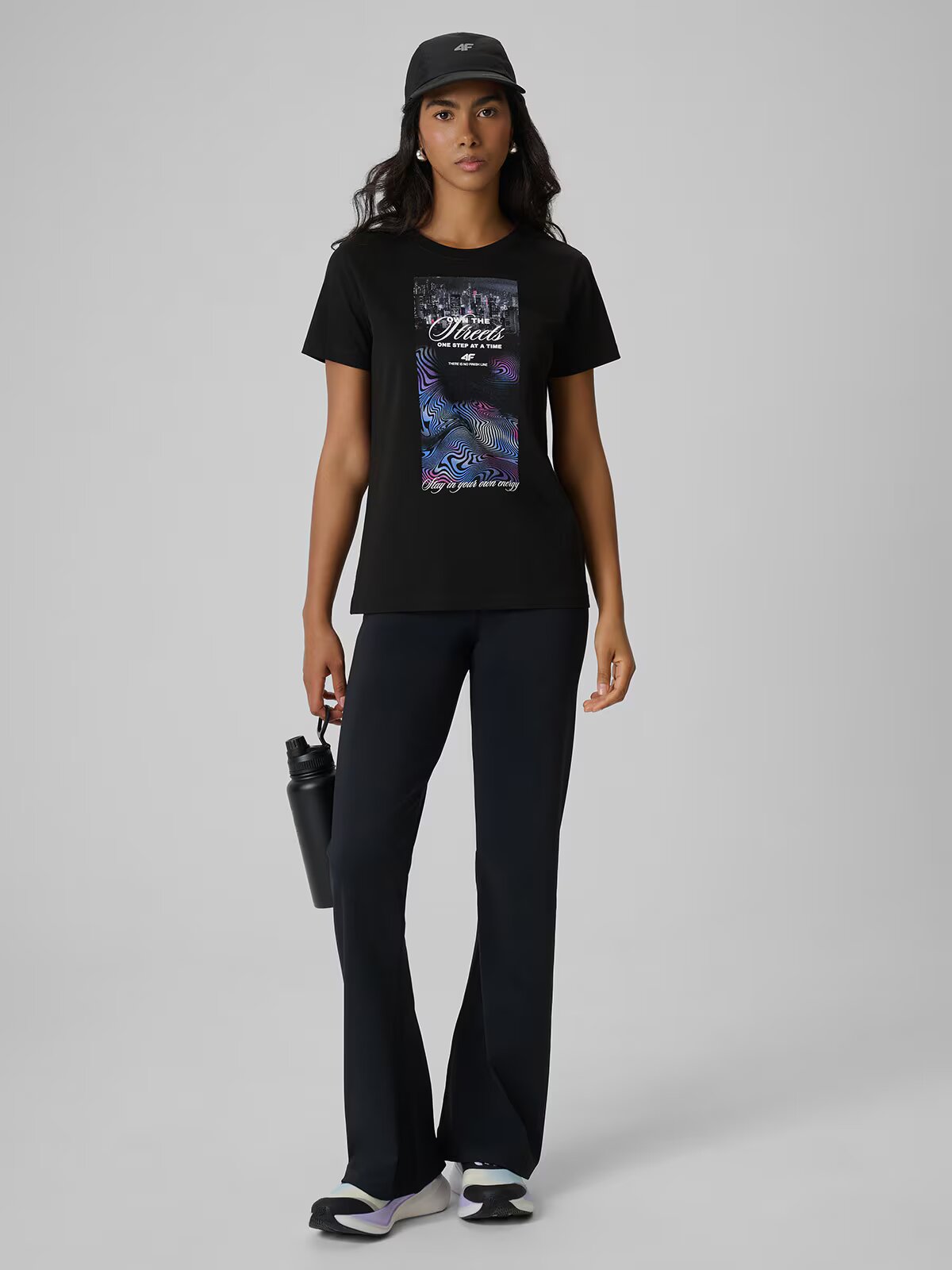 4F Tricou regular cu imprimeu pentru femei - XS
