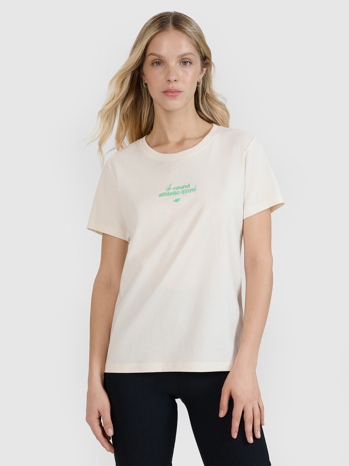4F Tricou regular cu imprimeu pentru femei - XS