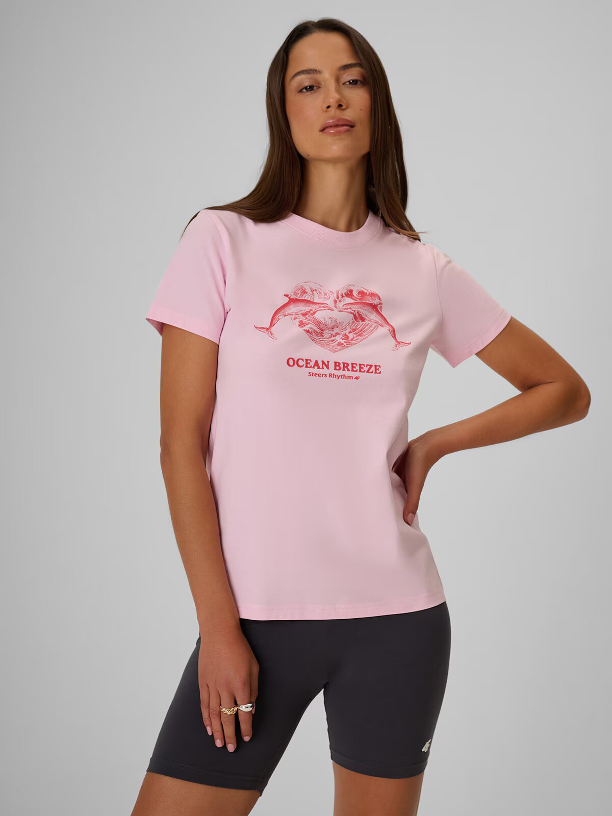 4F Tricou regular cu imprimeu pentru femei - XS