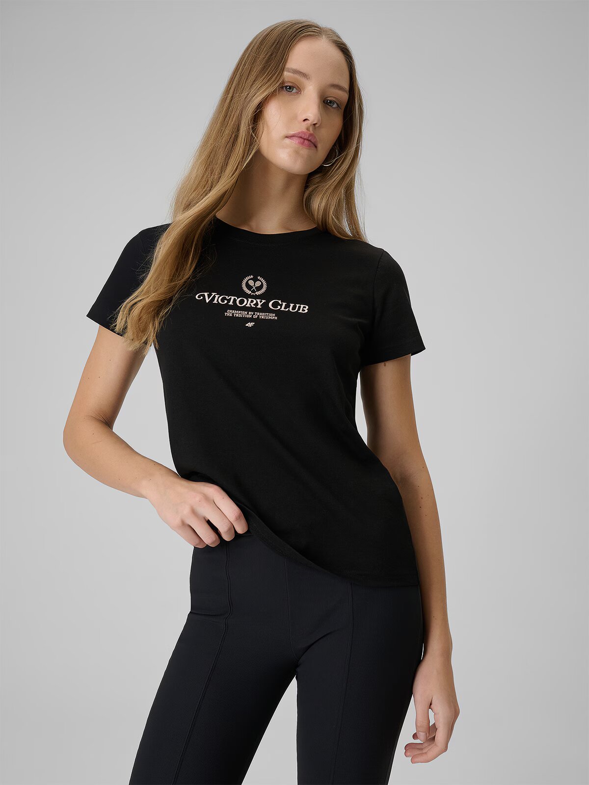 4F Tricou regular cu imprimeu pentru femei - XS