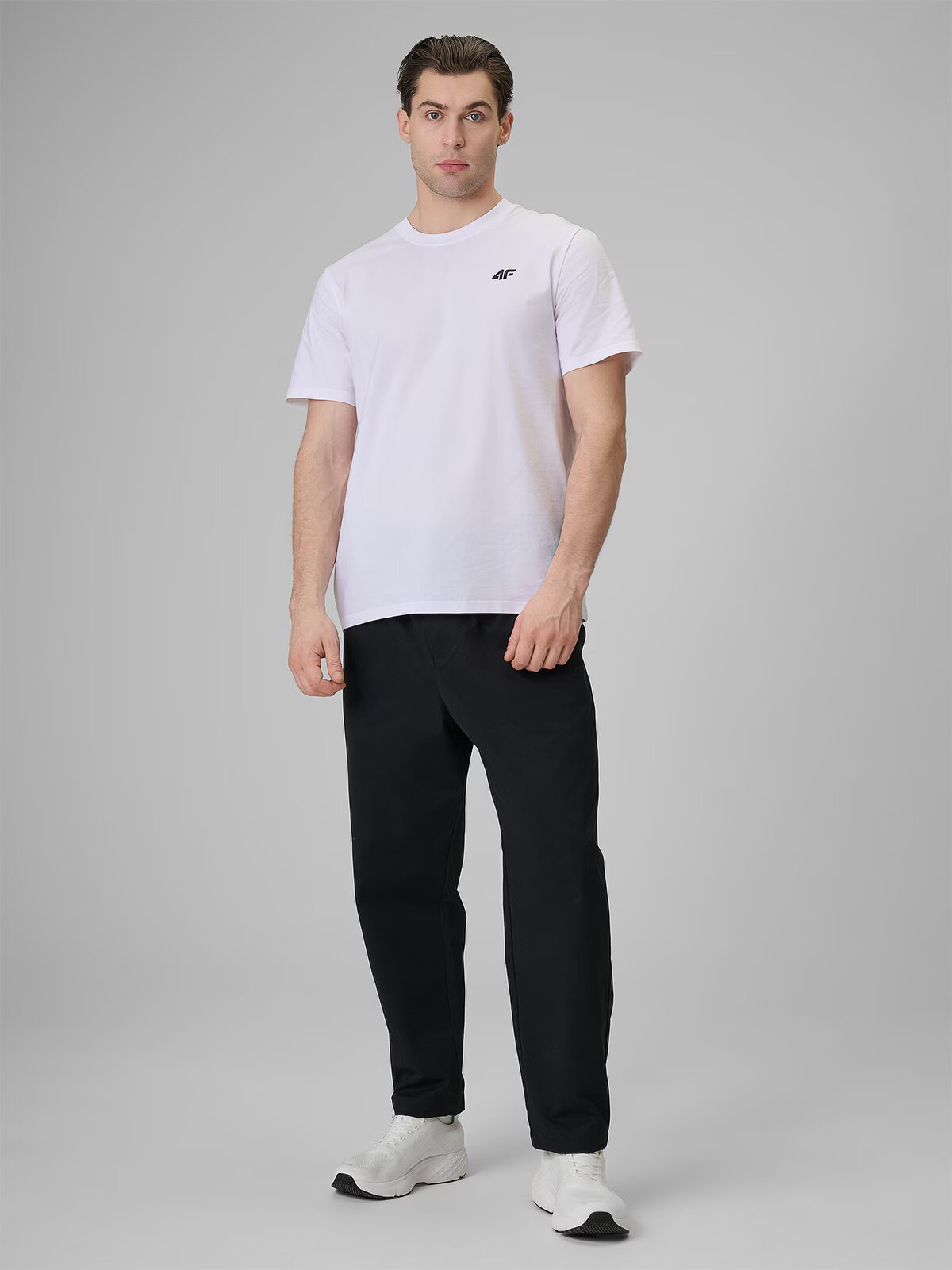4F Tricou regular simplu bărbați (3-pack) - alb+gri+negru L