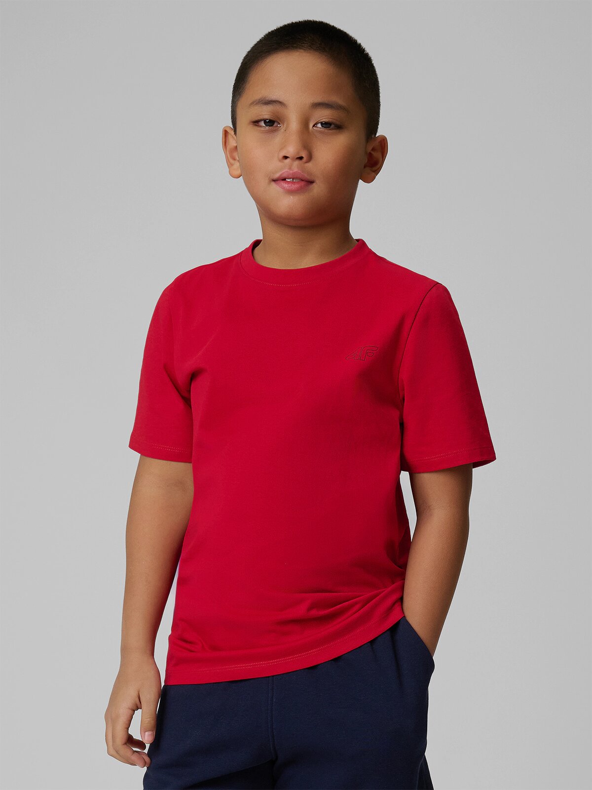 4F Tricou regular simplu pentru băieți - roșu 140
