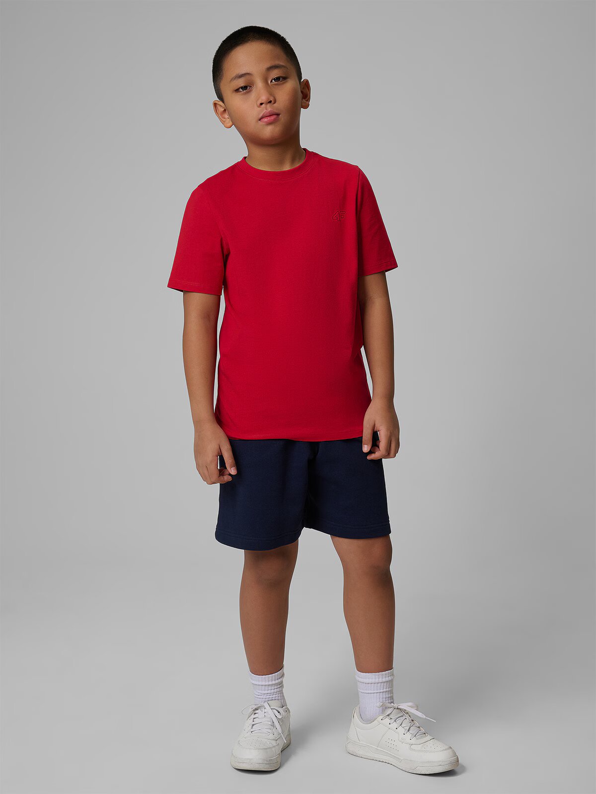 4F Tricou regular simplu pentru băieți - roșu 140