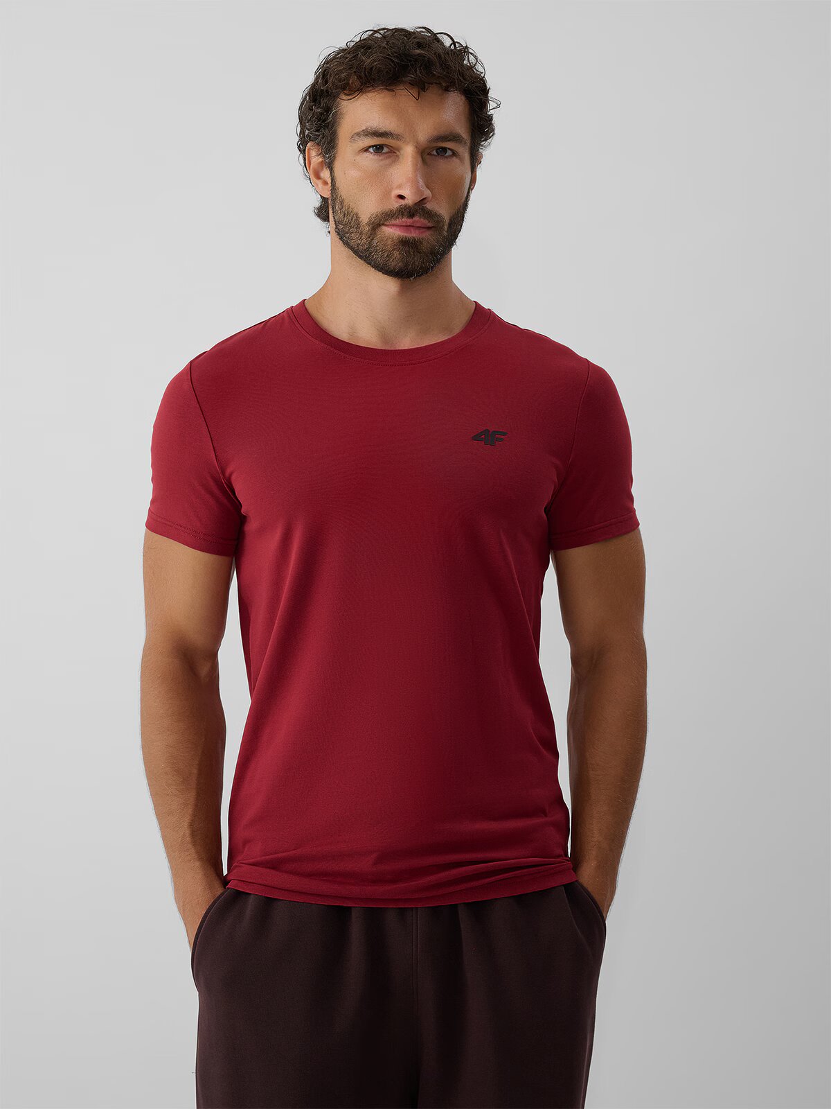 4F Tricou regular simplu pentru bărbați - burgundy XL