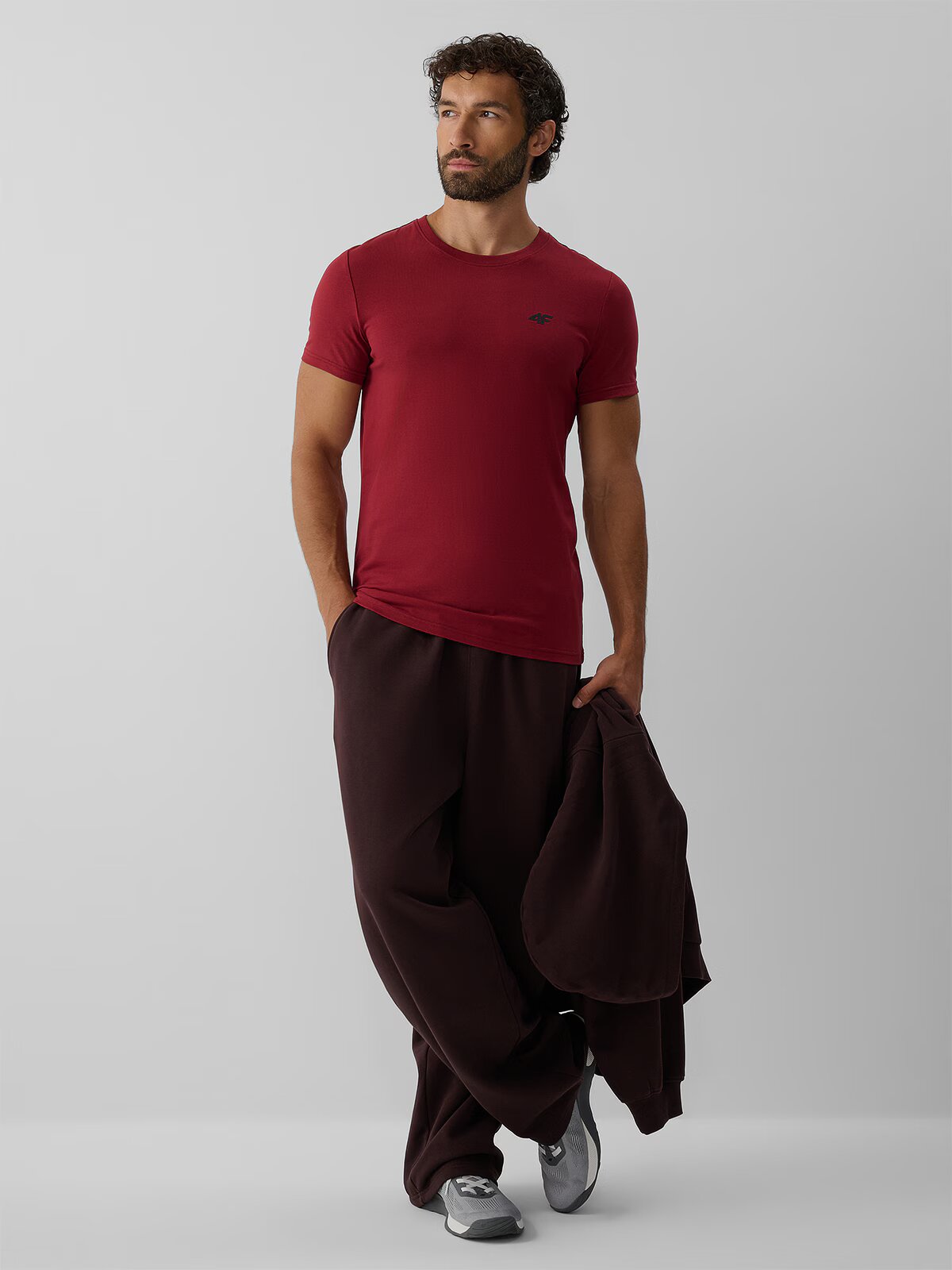 4F Tricou regular simplu pentru bărbați - burgundy XL