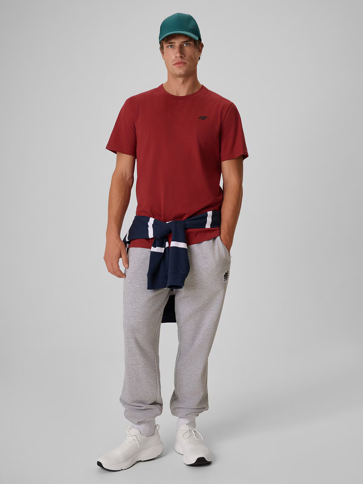4F Tricou regular simplu pentru bărbați - burgundy S