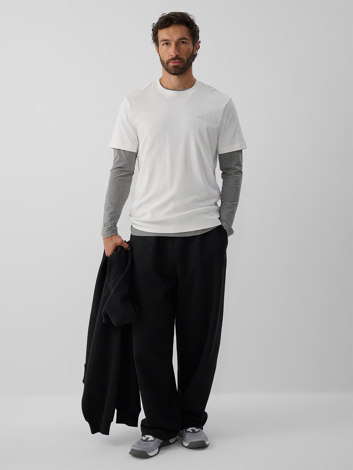 4F Tricou regular simplu pentru bărbați - crem S