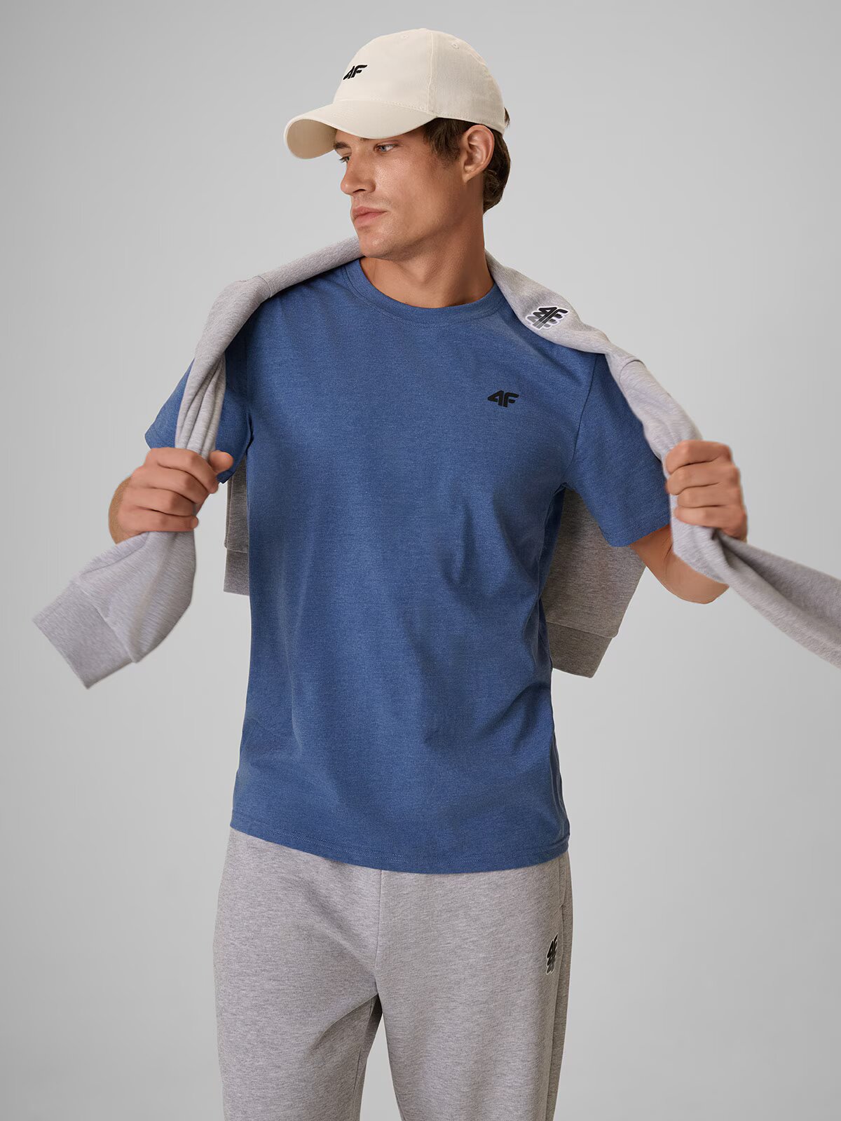 4F Tricou regular simplu pentru bărbați - denim M