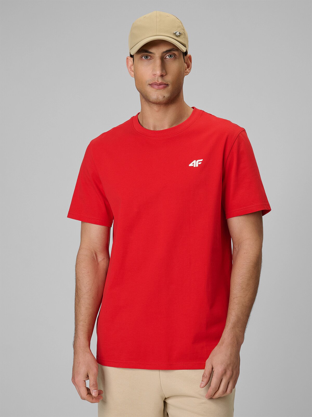 4F Tricou regular simplu pentru bărbați - roșu M