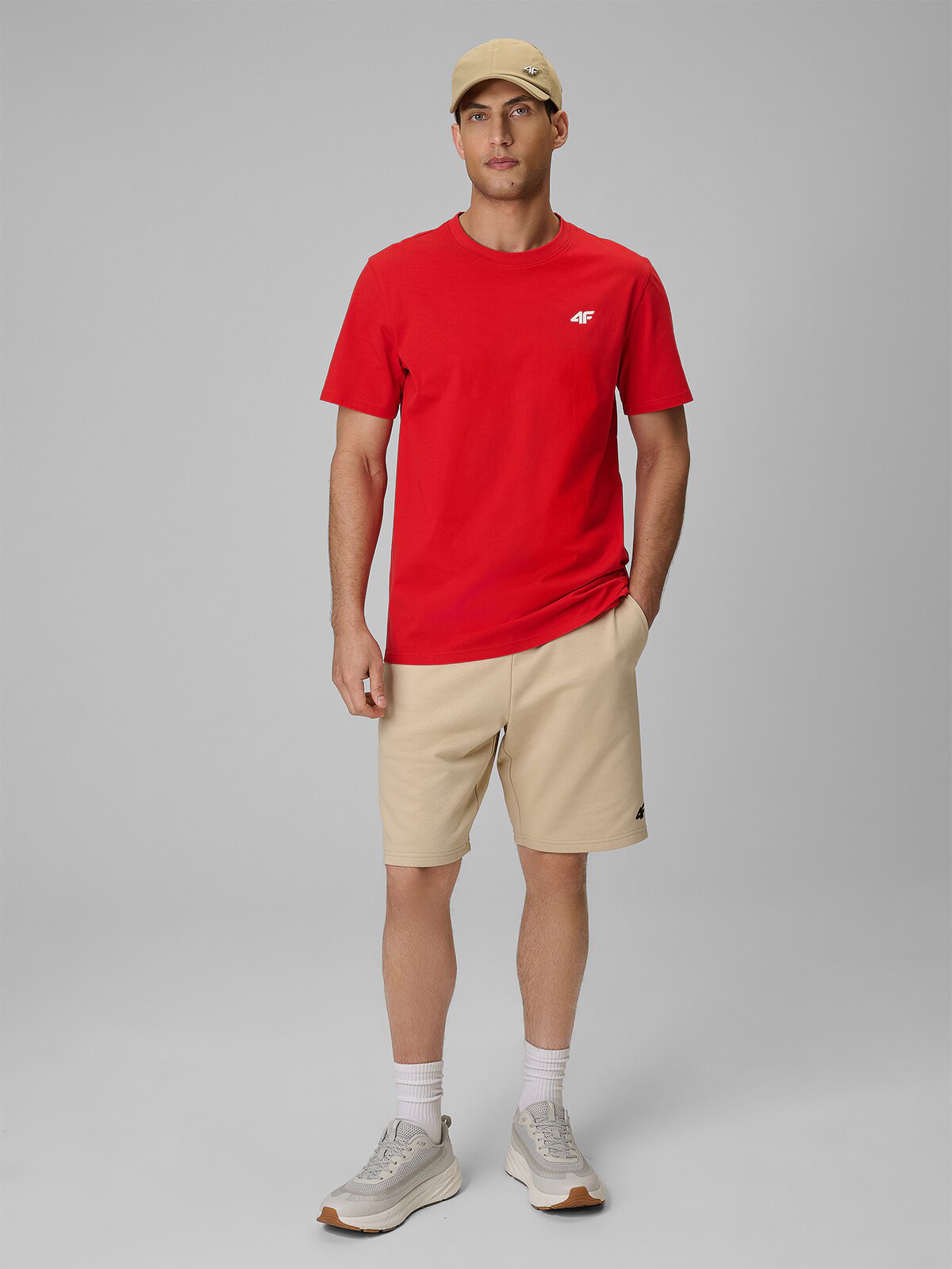 4F Tricou regular simplu pentru bărbați - roșu M