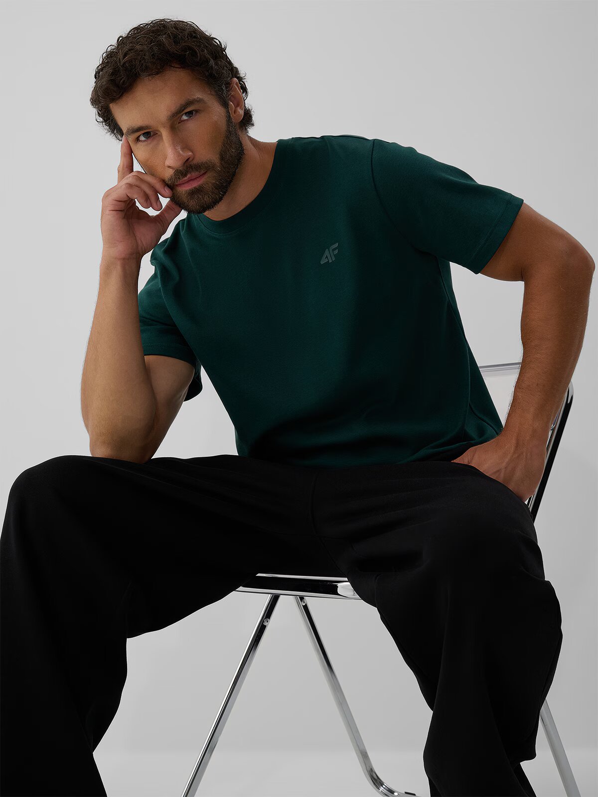 4F Tricou regular simplu pentru bărbați - M