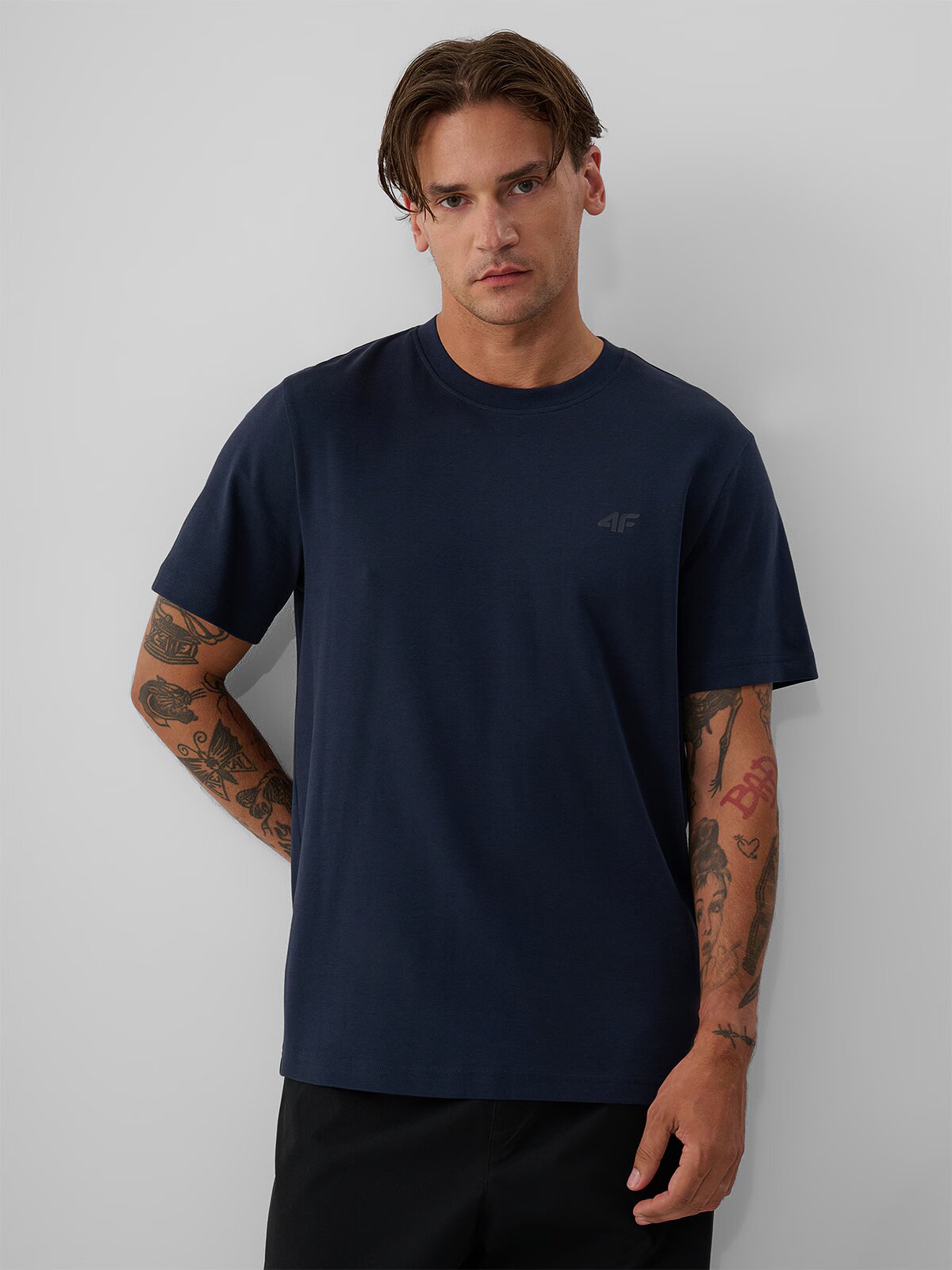 4F Tricou regular simplu pentru bărbați - L