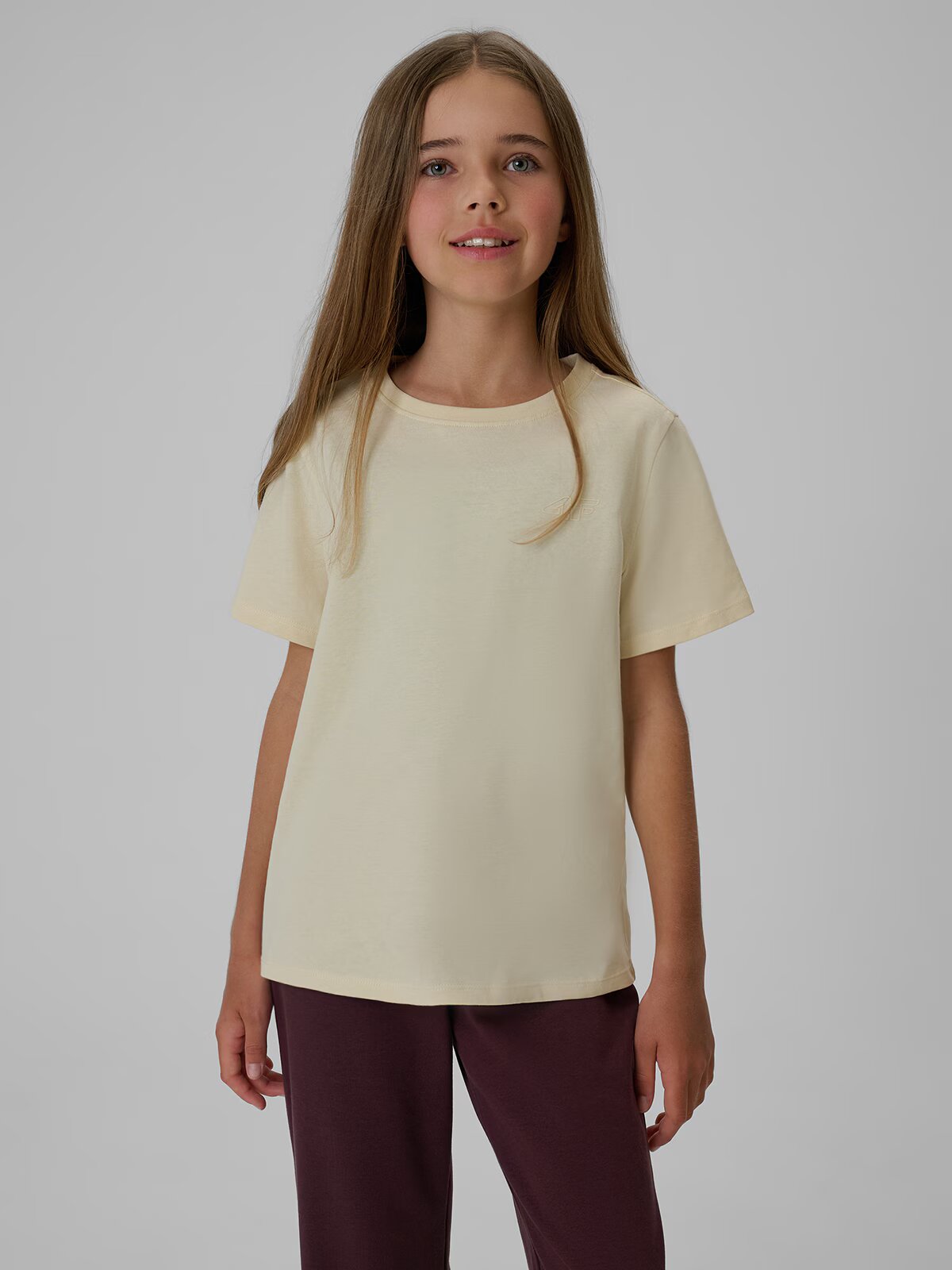 4F Tricou regular simplu pentru fete - crem 164