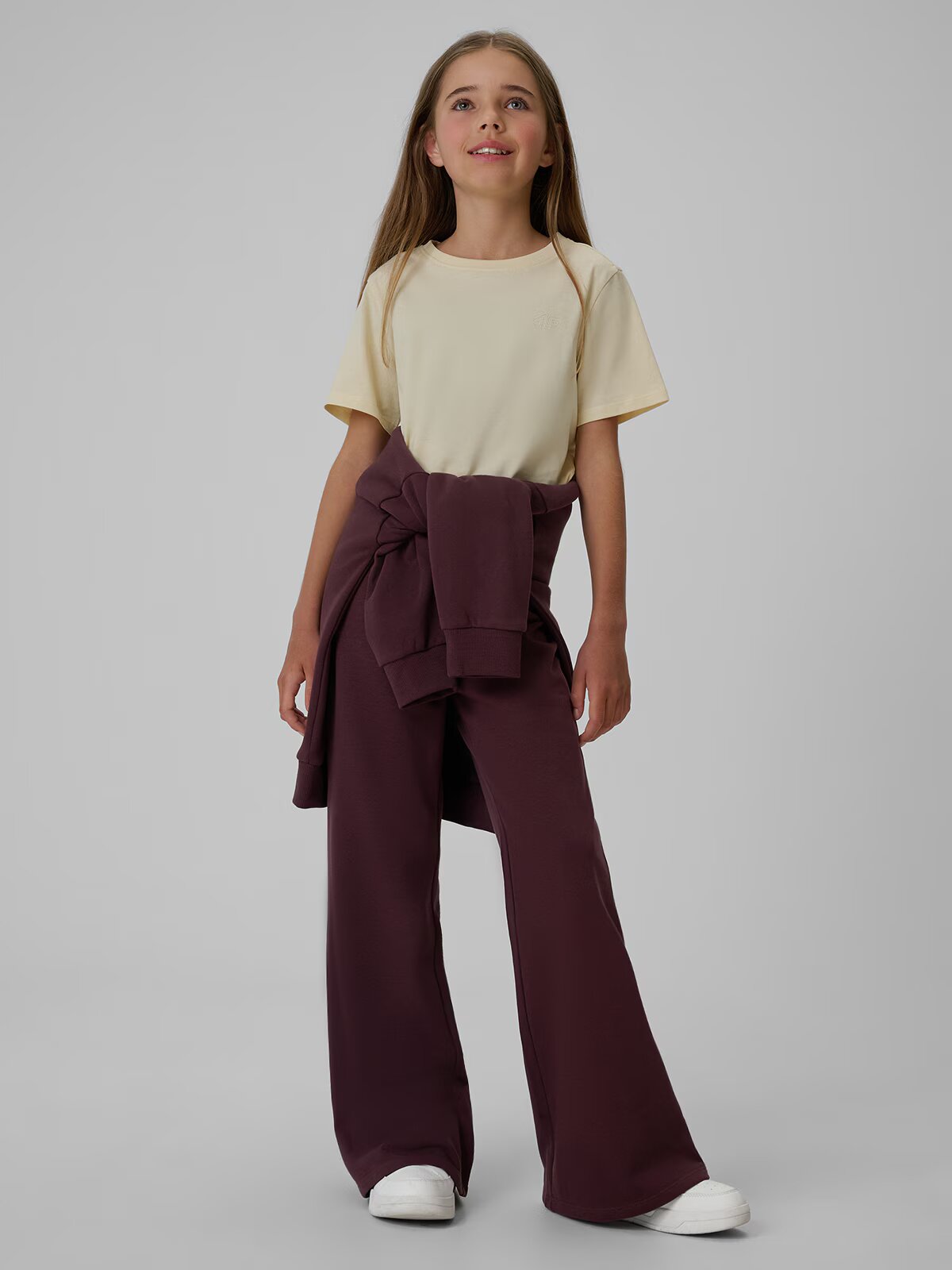 4F Tricou regular simplu pentru fete - crem 164