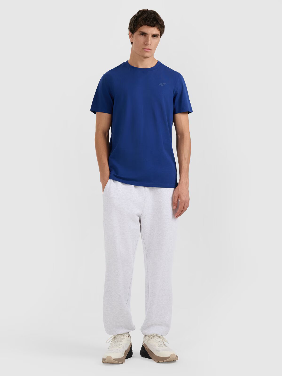 4F Tricou regular unicolor pentru bărbați (2-pack) - bleumarin+khaki XL