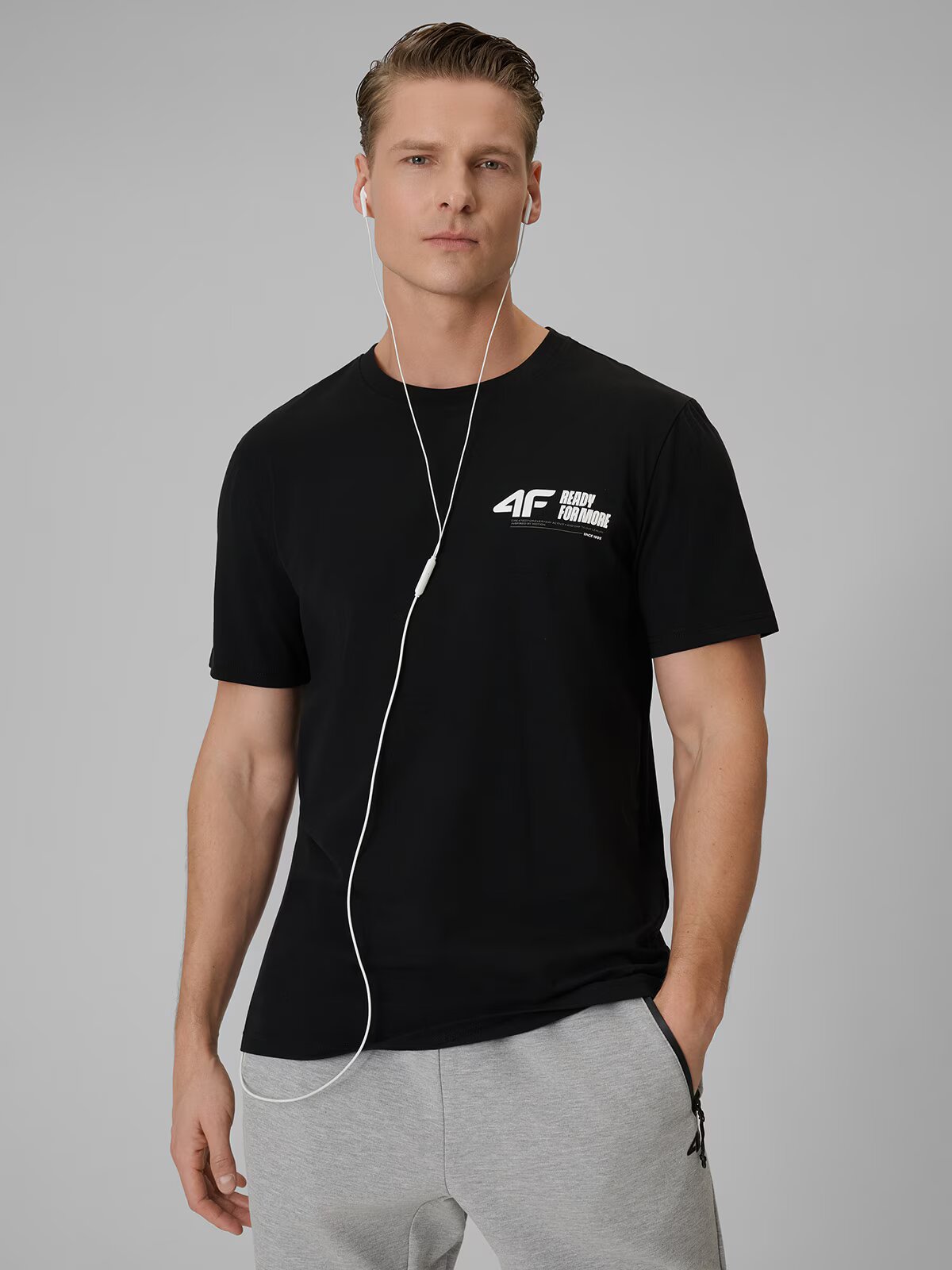 4F Tricou regular unicolor pentru bărbați - S