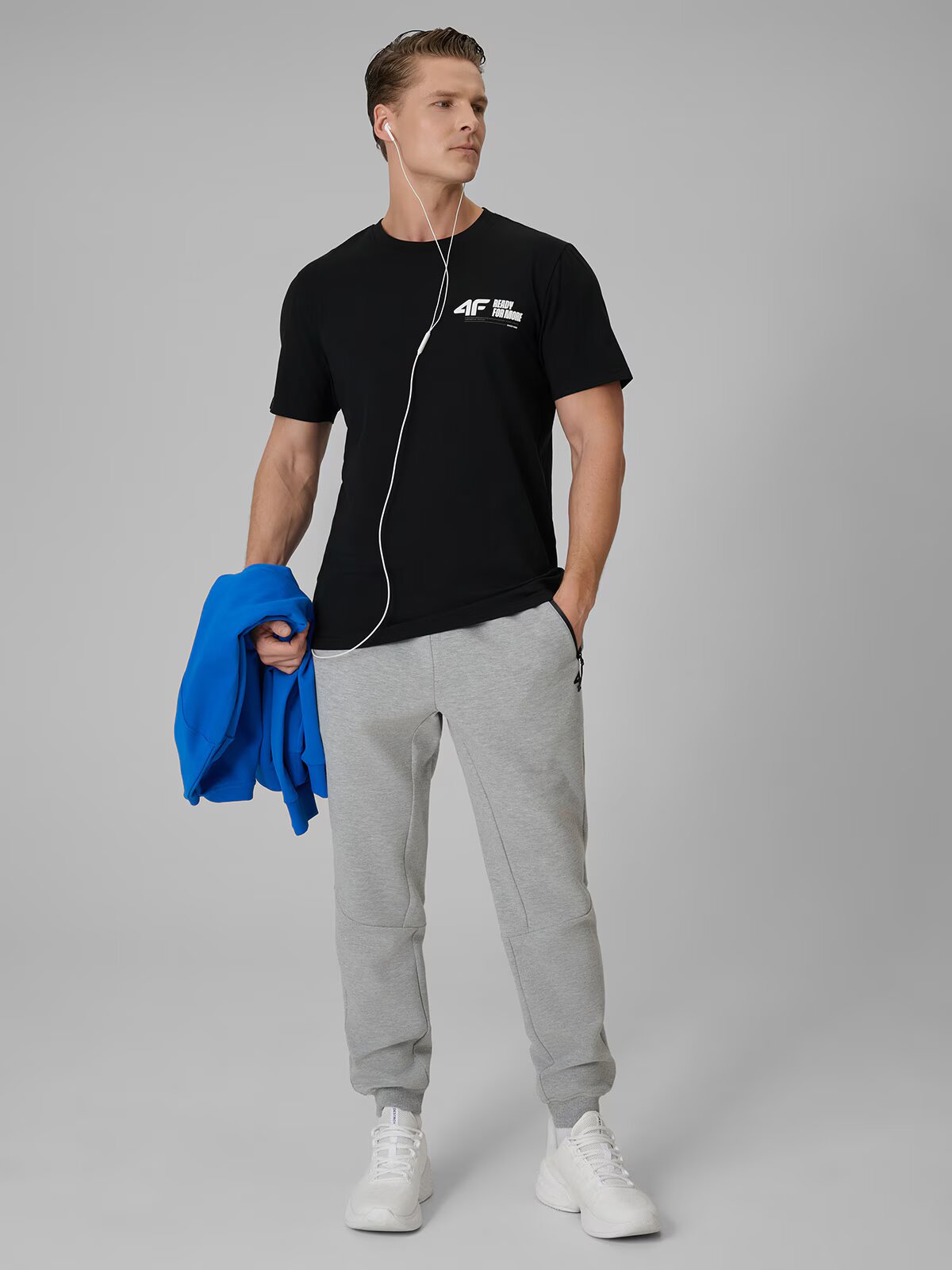 4F Tricou regular unicolor pentru bărbați - S