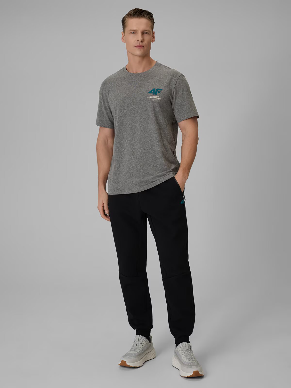 4F Tricou regular unicolor pentru bărbați - S