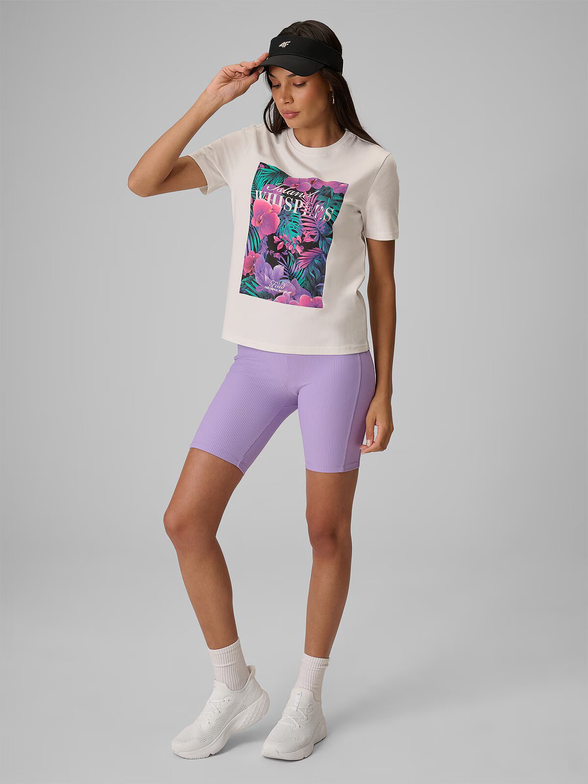 4F Tricou relaxed cu imprimeu damă - XS