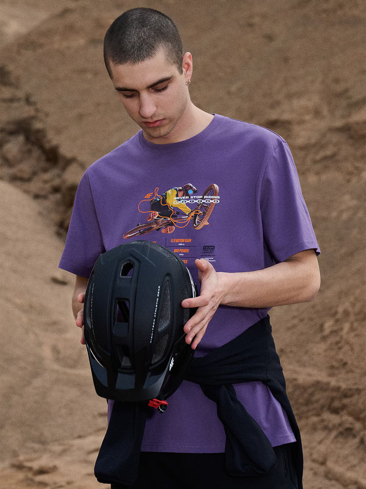 4F Tricou relaxed cu imprimeu pentru bărbați - XL