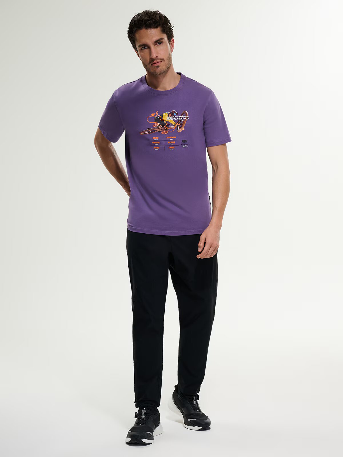 4F Tricou relaxed cu imprimeu pentru bărbați - XL