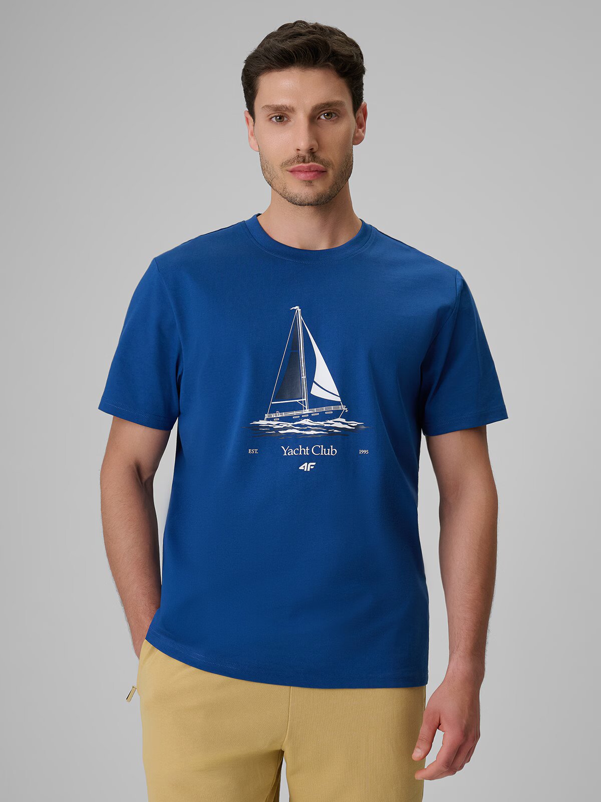 4F Tricou relaxed cu imprimeu pentru bărbați - S