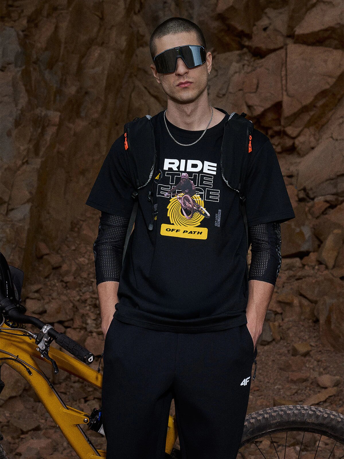4F Tricou relaxed cu imprimeu pentru bărbați - L