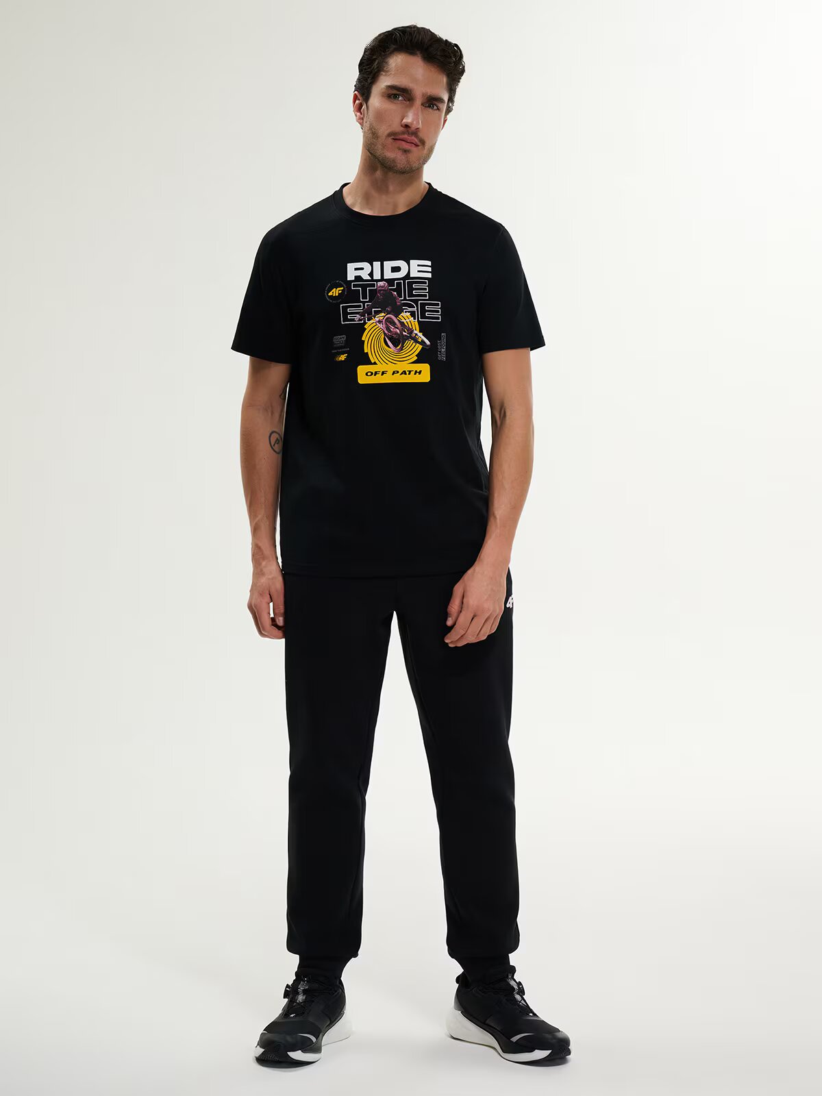 4F Tricou relaxed cu imprimeu pentru bărbați - L