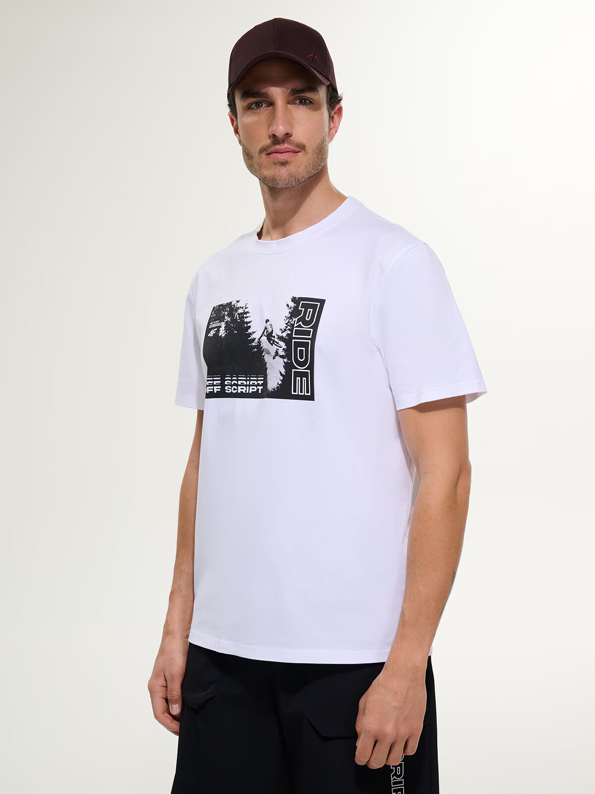 4F Tricou relaxed cu imprimeu pentru bărbați - L