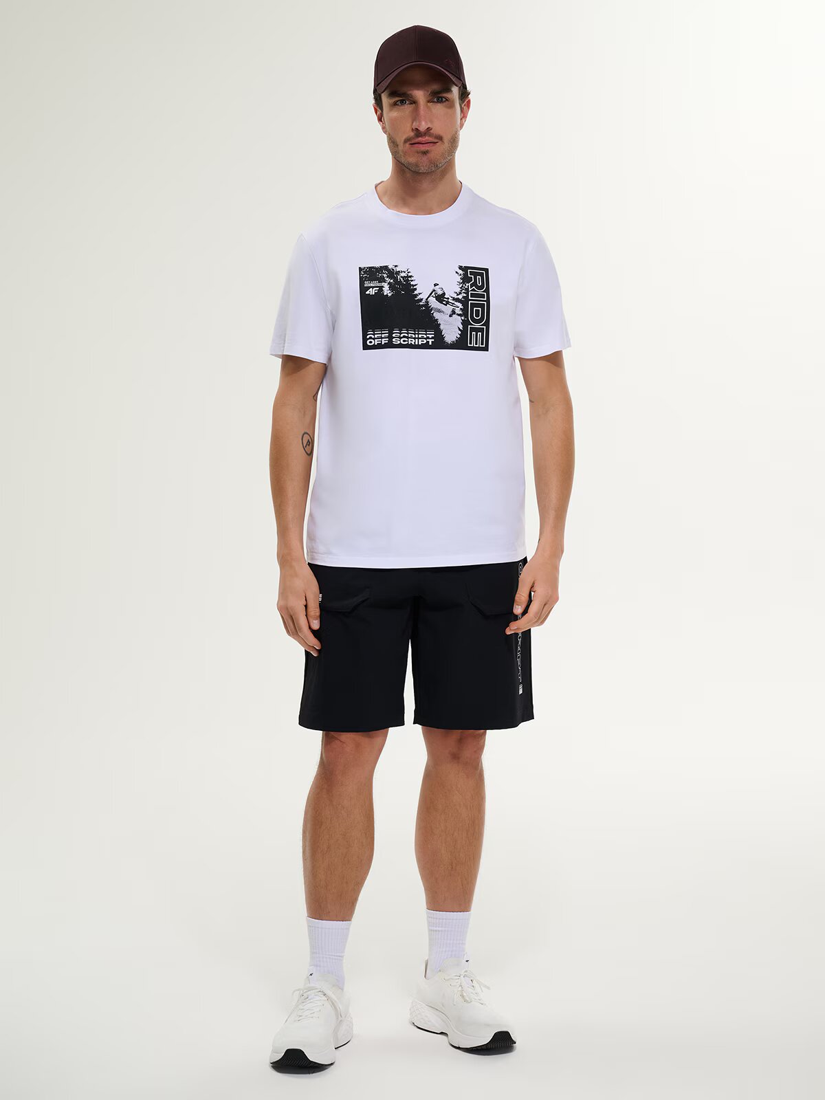 4F Tricou relaxed cu imprimeu pentru bărbați - L