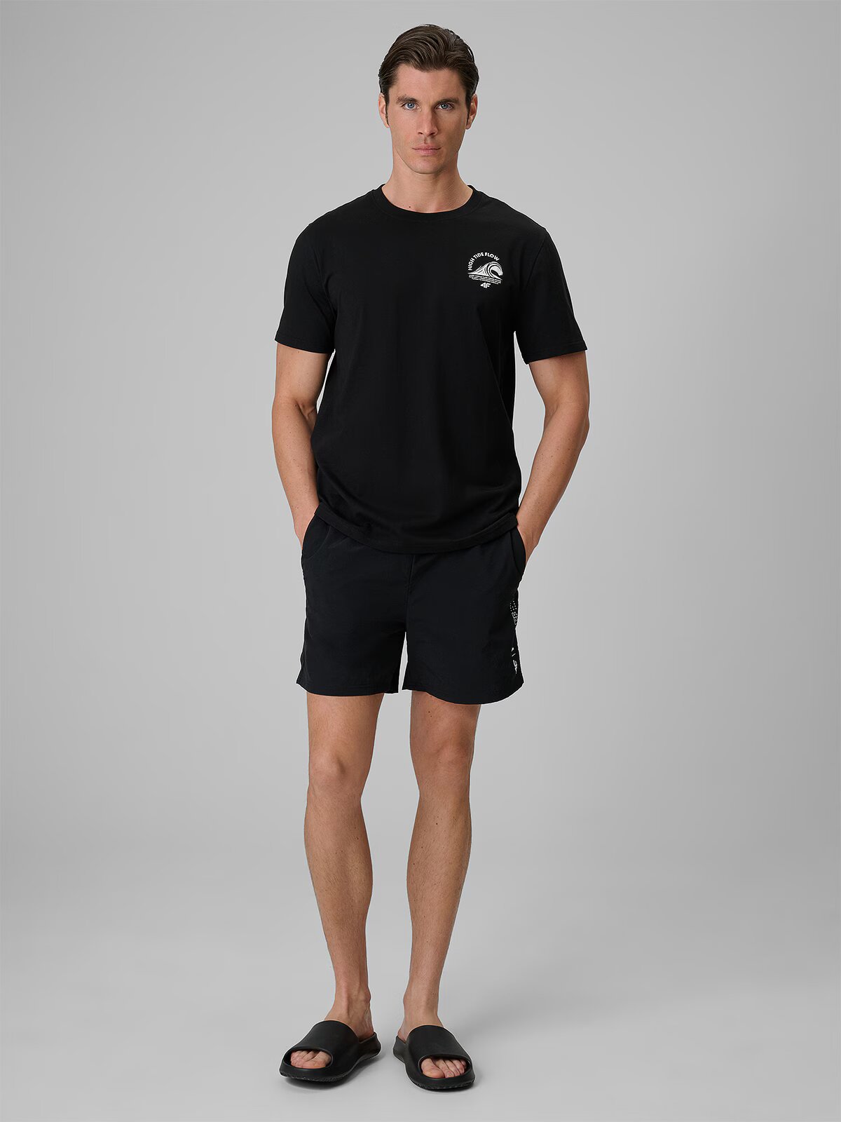 4F Tricou relaxed cu imprimeu pentru bărbați - M
