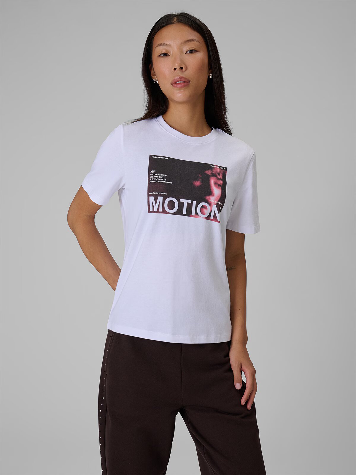 4F Tricou relaxed cu imprimeu pentru femei - M