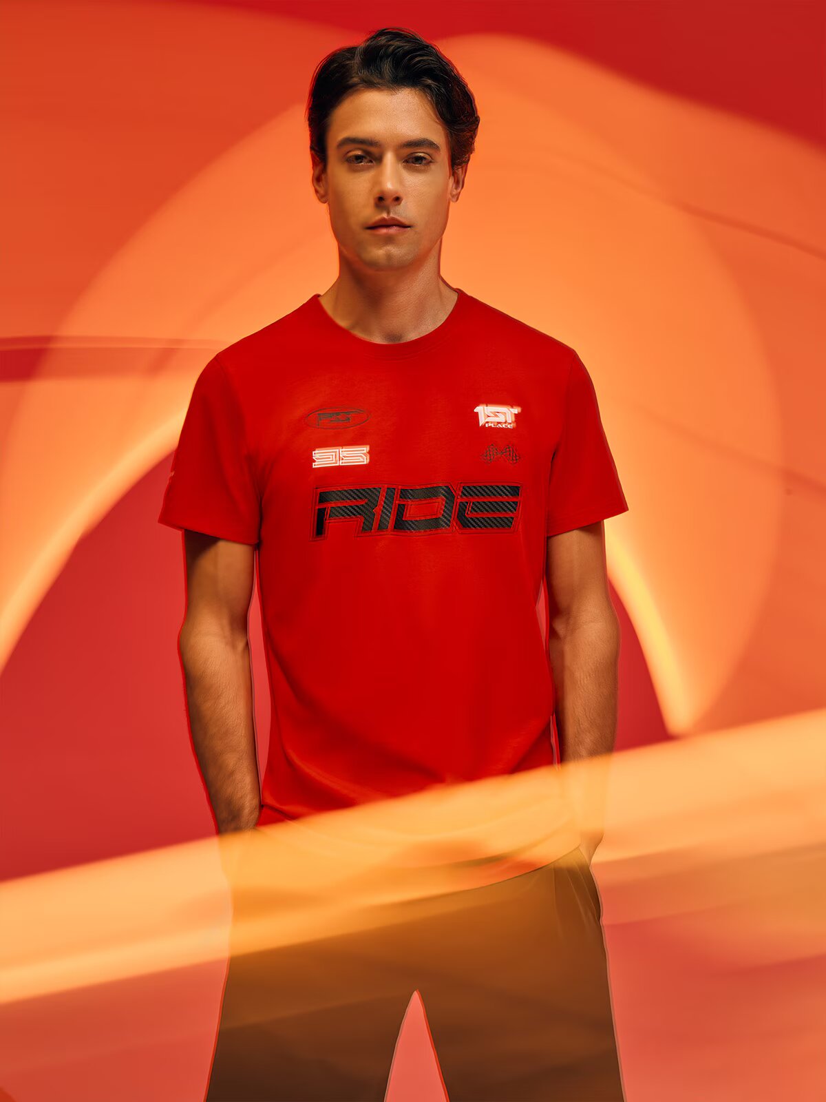 4F Tricou slim cu imprimeu pentru bărbați - roșu L