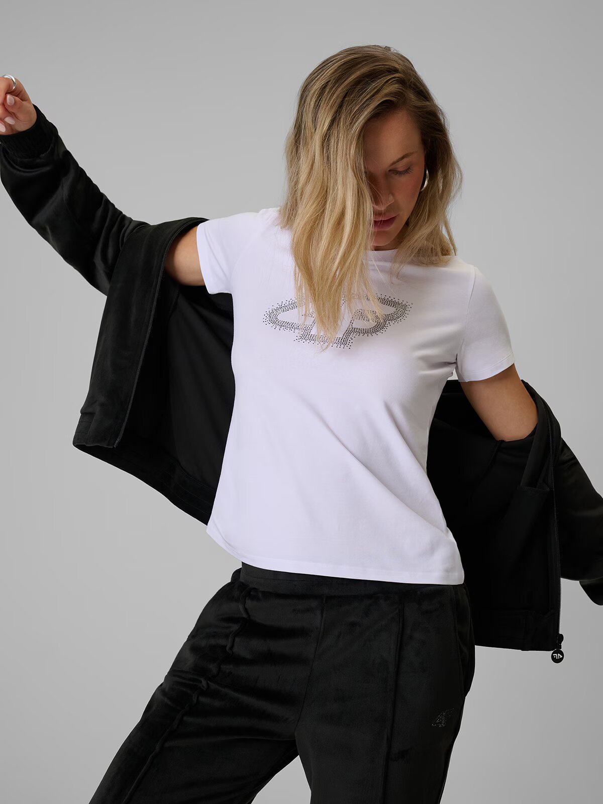 4F Tricou slim cu imprimeu pentru femei - M