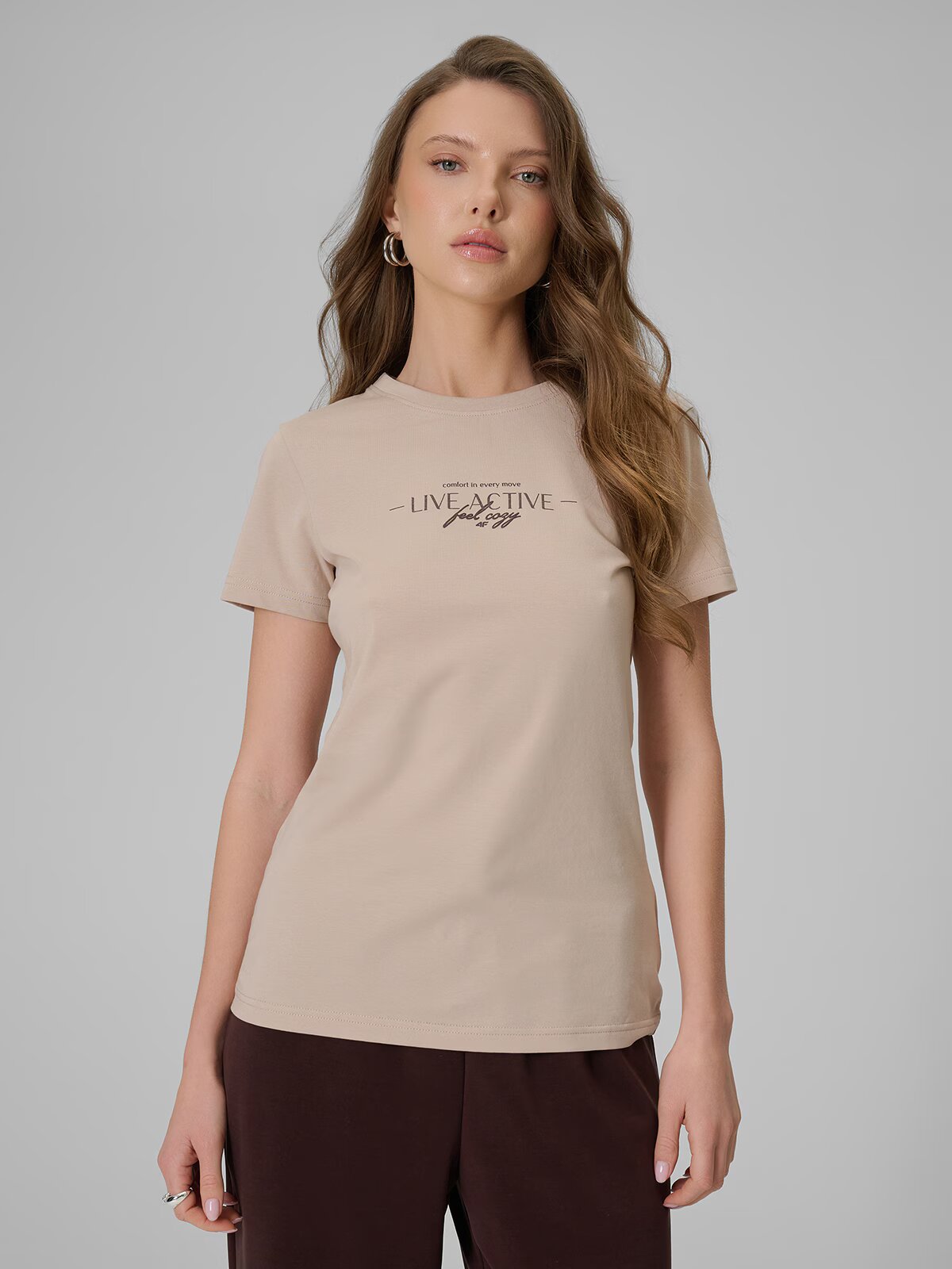 4F Tricou slim cu imprimeu pentru femei - XS