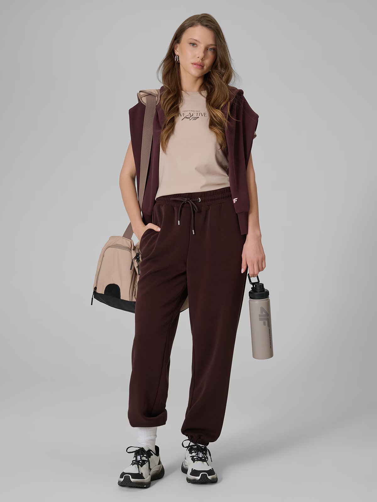 4F Tricou slim cu imprimeu pentru femei - XS