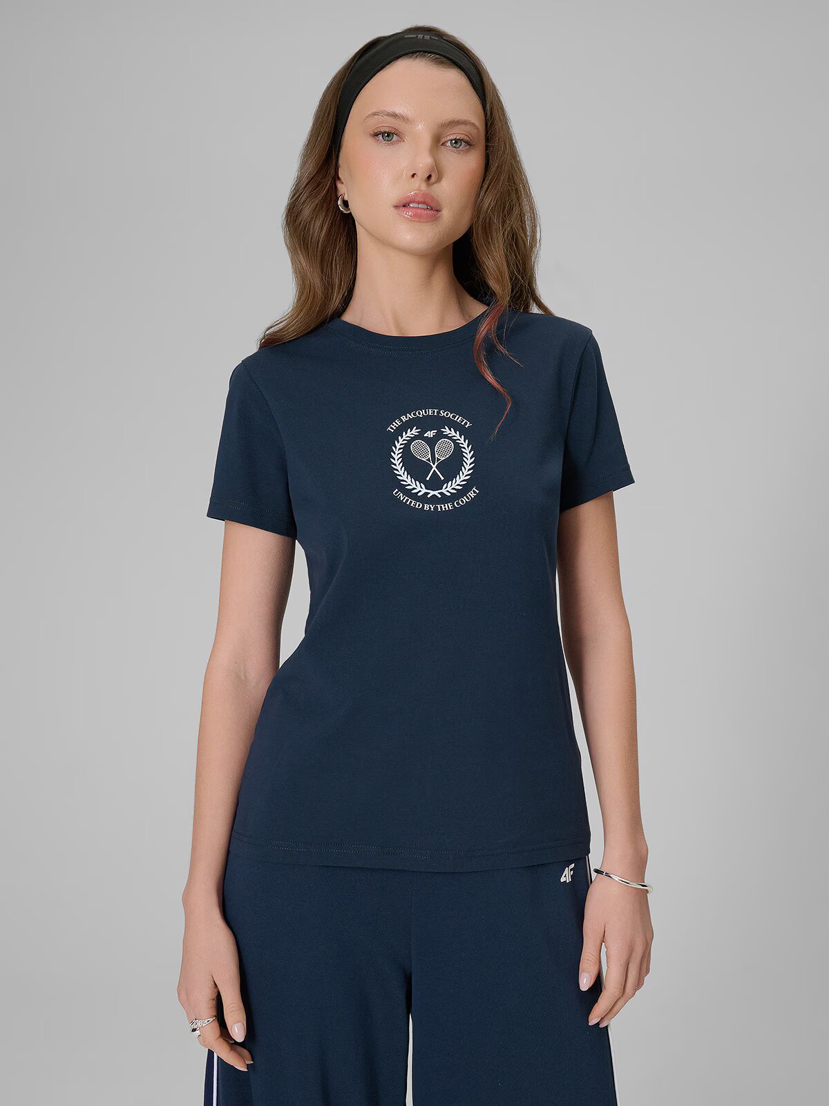4F Tricou slim cu imprimeu pentru femei - XS