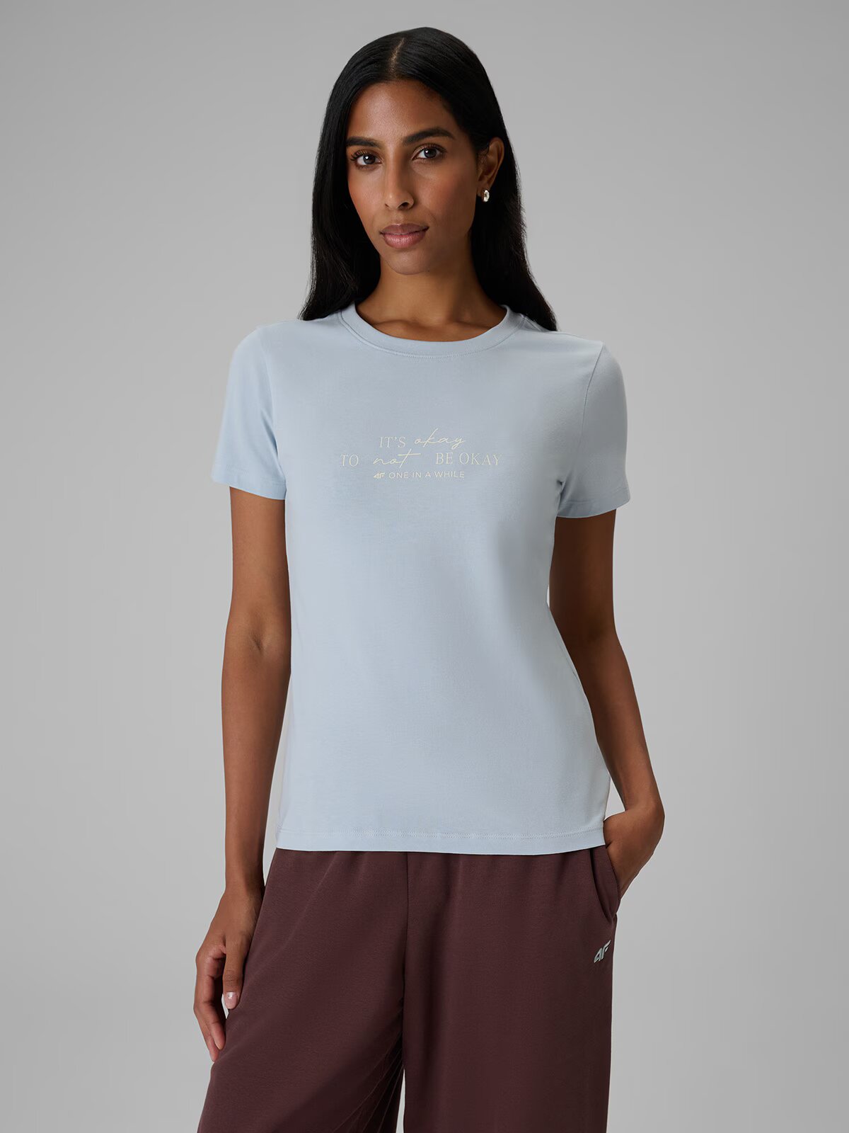 4F Tricou slim cu imprimeu pentru femei - L