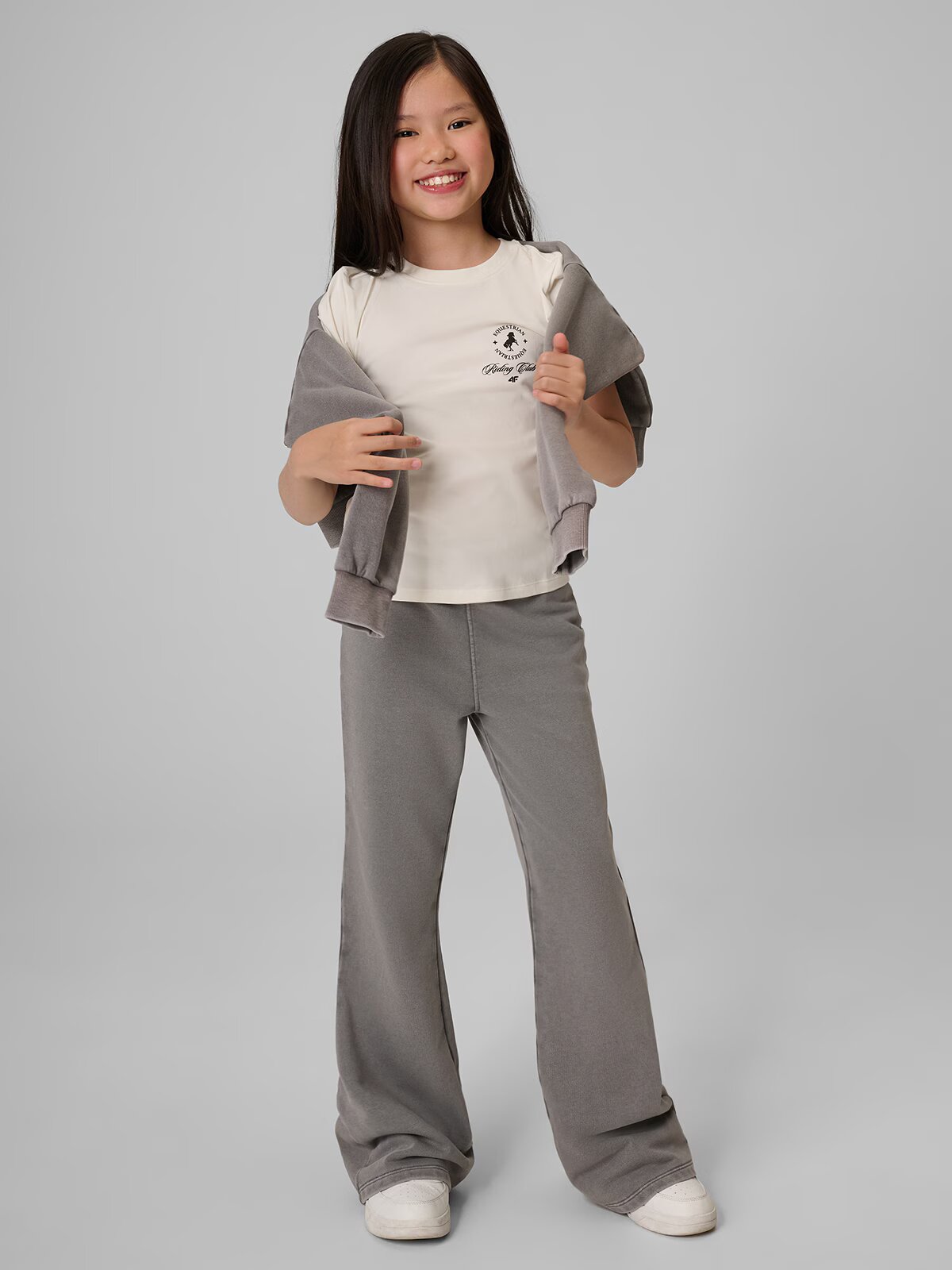 4F Tricou slim cu imprimeu pentru fete - crem 128