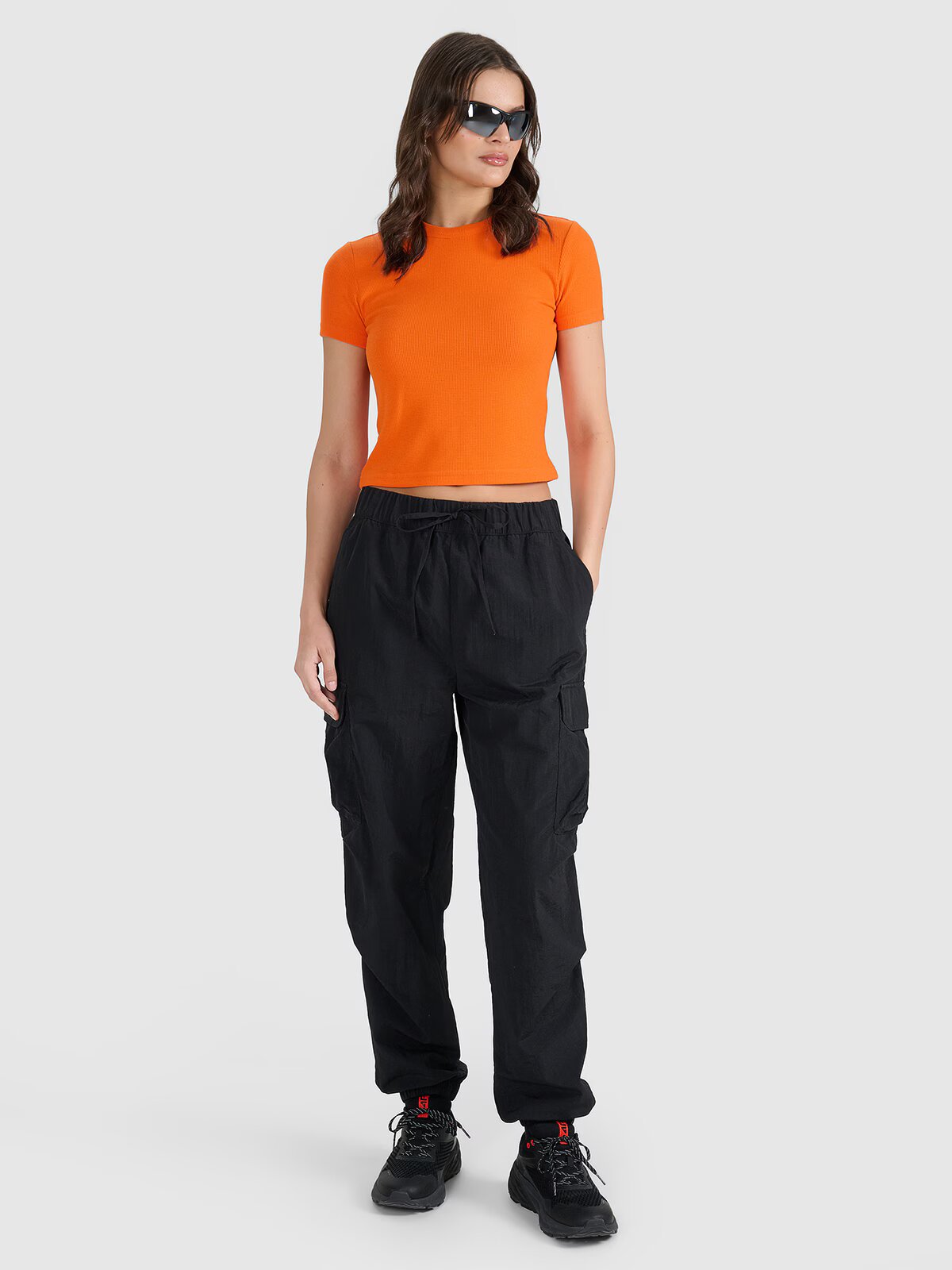4F Tricou slim din tricot cu vafe pentru femei - XS