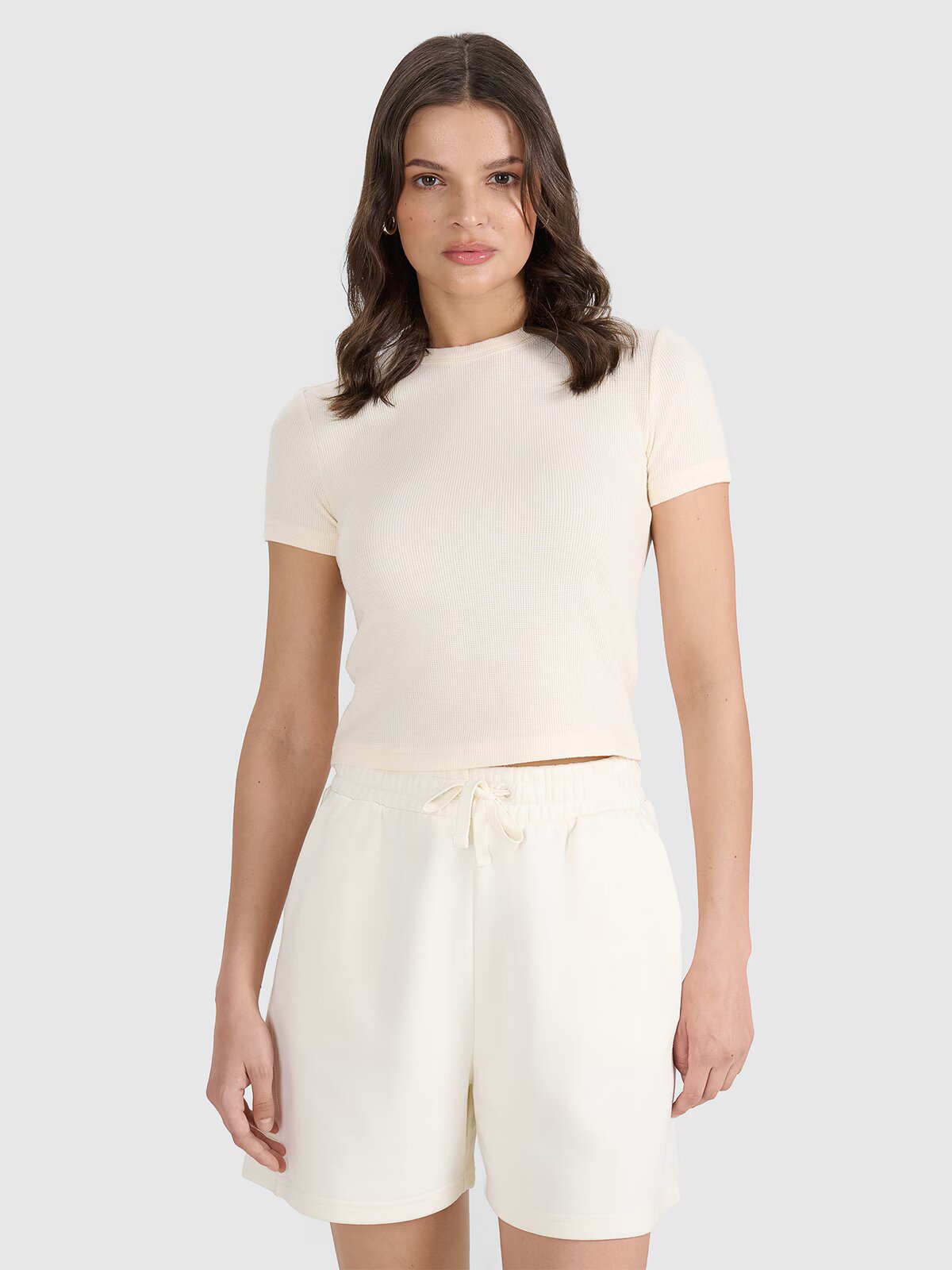 4F Tricou slim din tricot cu vafe pentru femei - XS