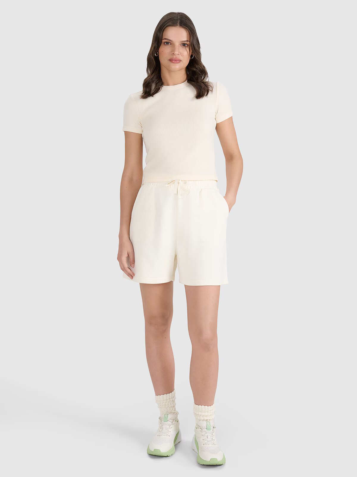 4F Tricou slim din tricot cu vafe pentru femei - XS