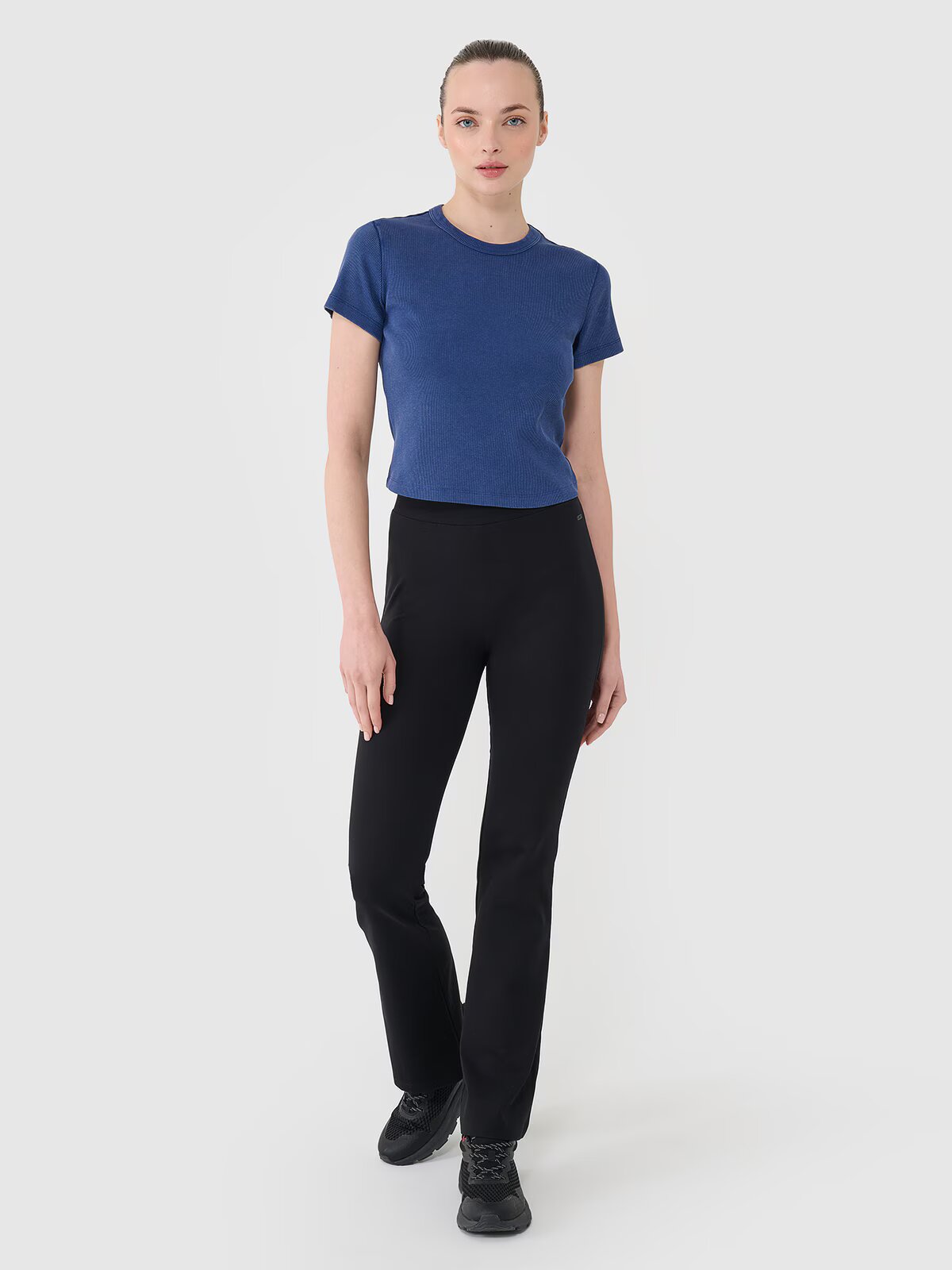 4F Tricou slim din tricot striat pentru femei - XS