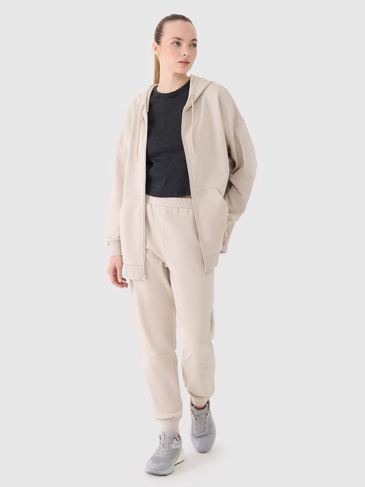 4F Tricou slim din tricot striat pentru femei - XS
