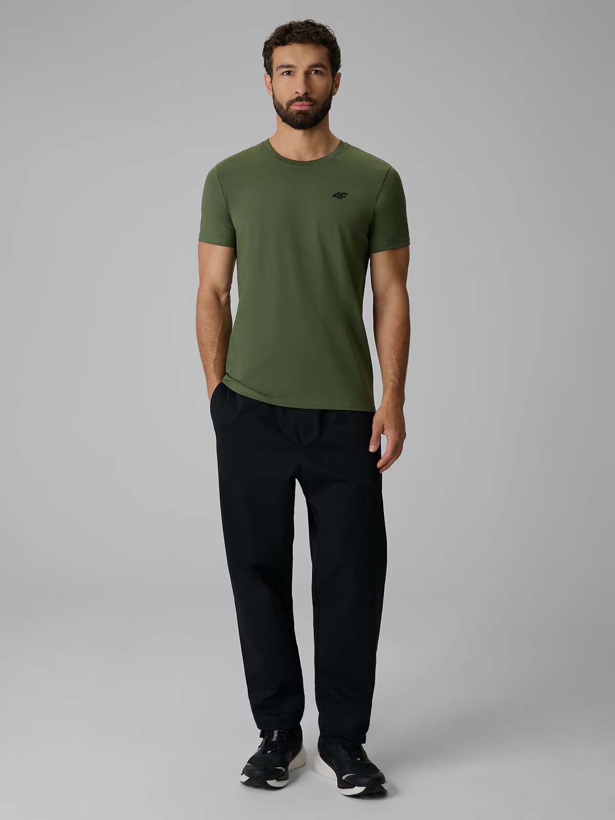 4F Tricou slim simplu pentru bărbați - kaki L