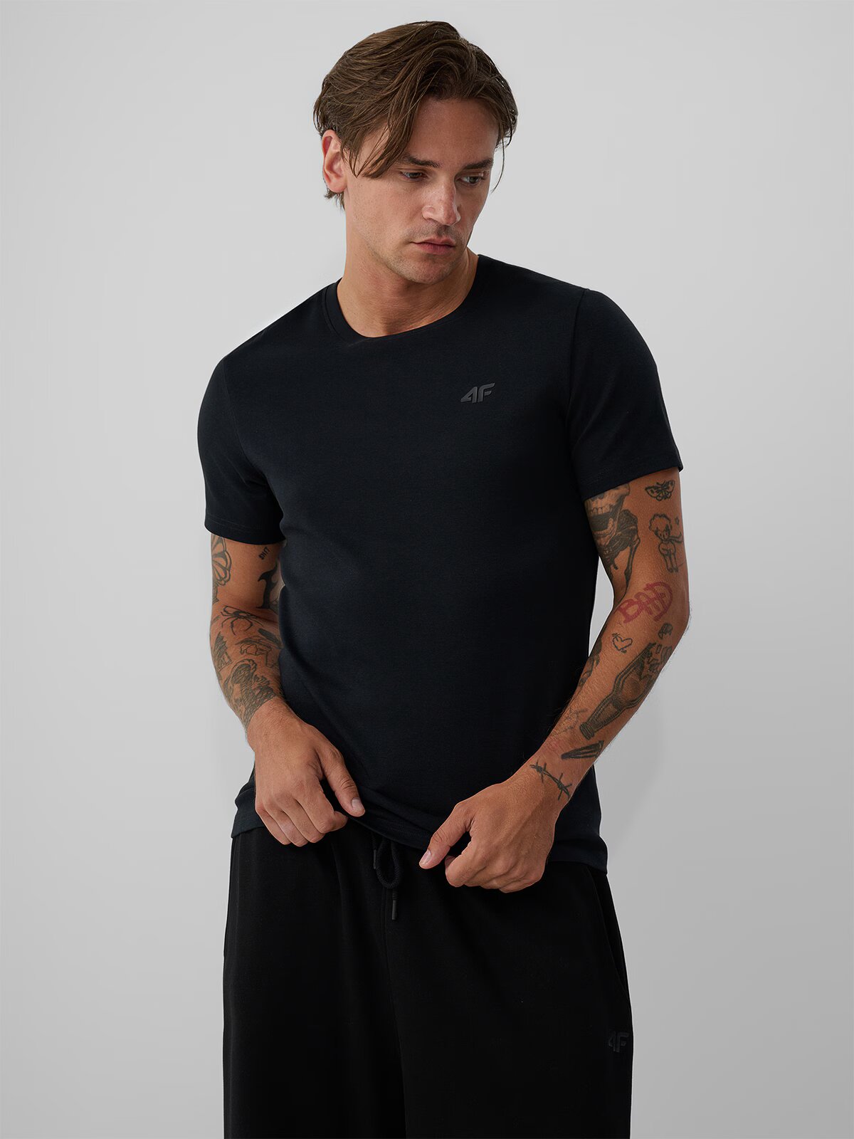 4F Tricou slim simplu pentru bărbați - S